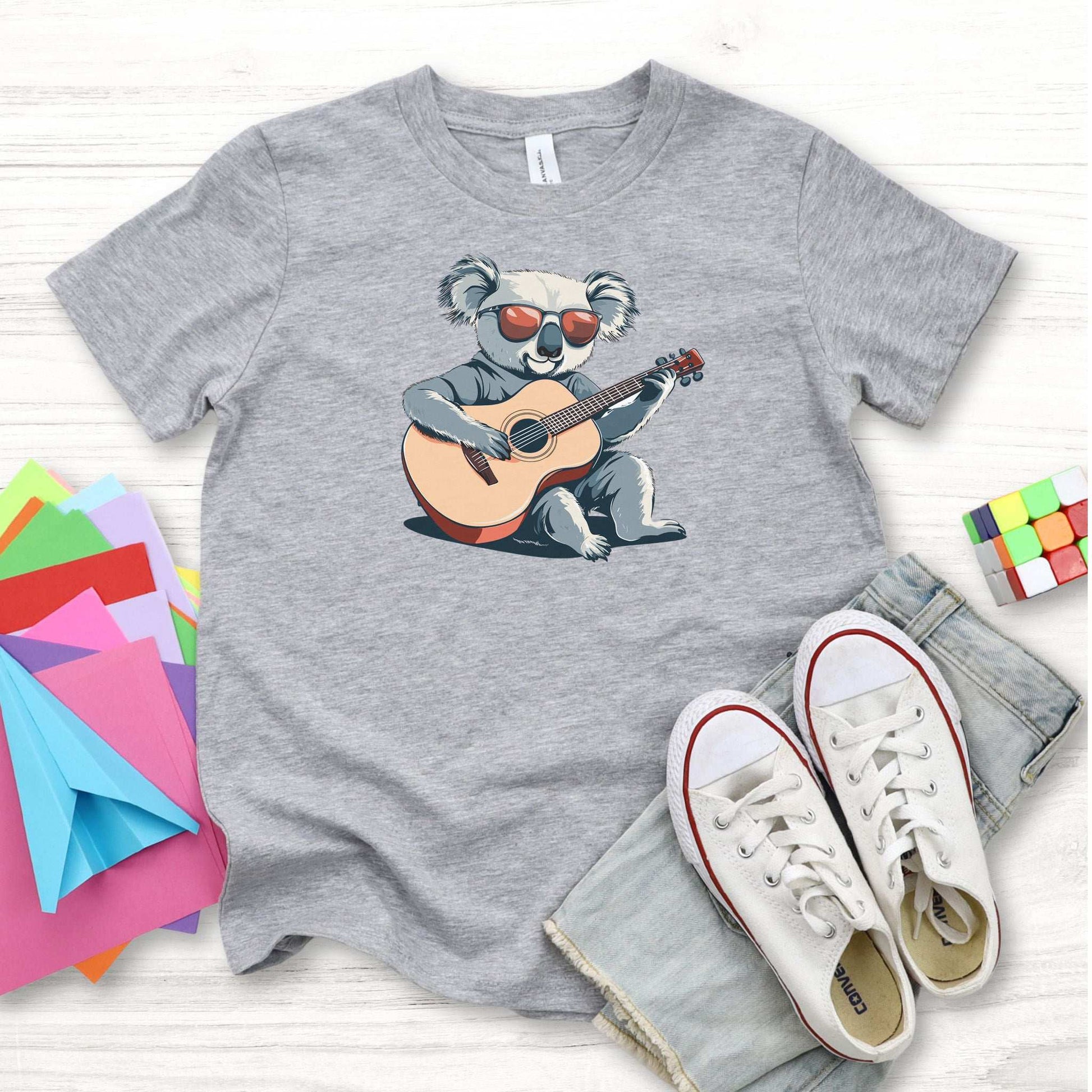 Koala Playing Guitar – Chill Retro Rocker Youth Tee