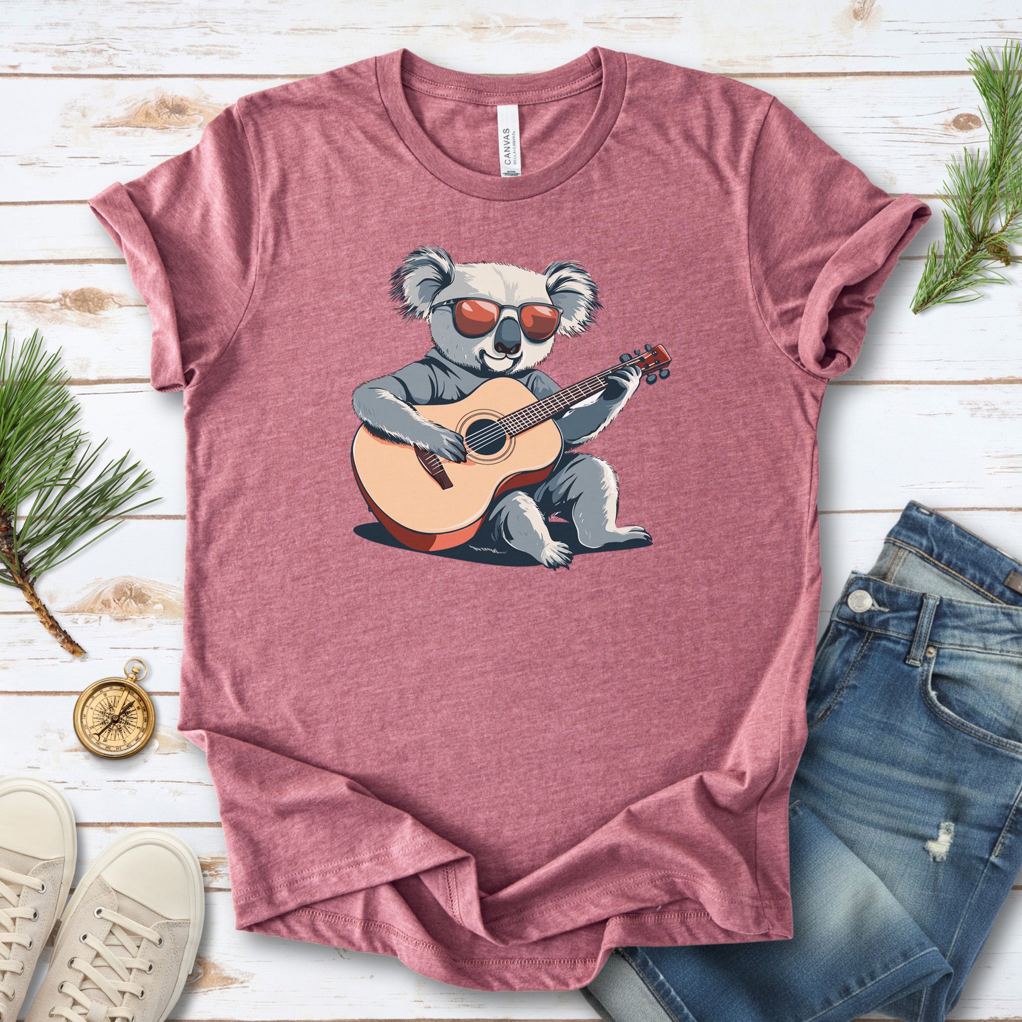 Koala Playing Guitar Retro Vibes T-Shirt
