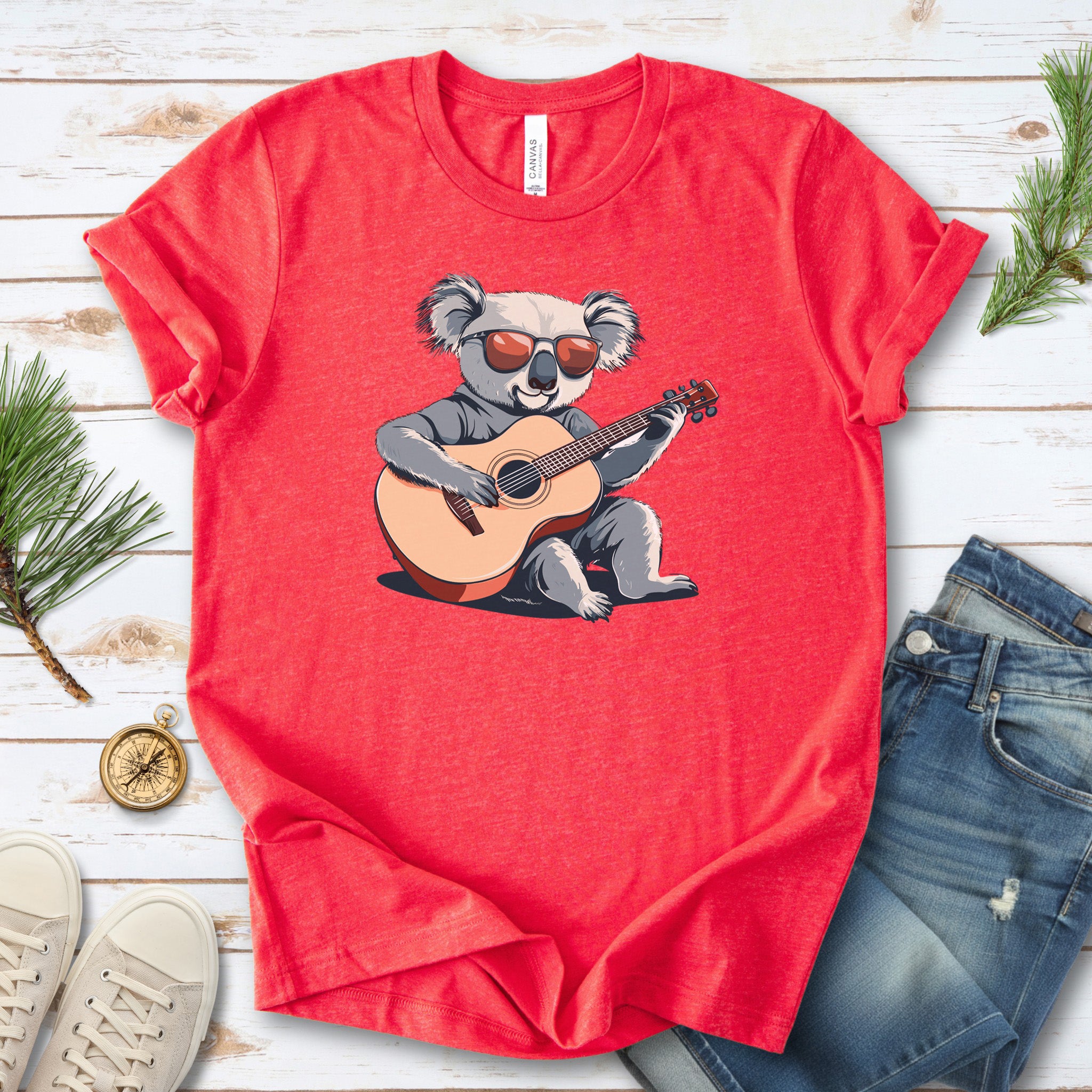 Koala Playing Guitar Retro Vibes T-Shirt