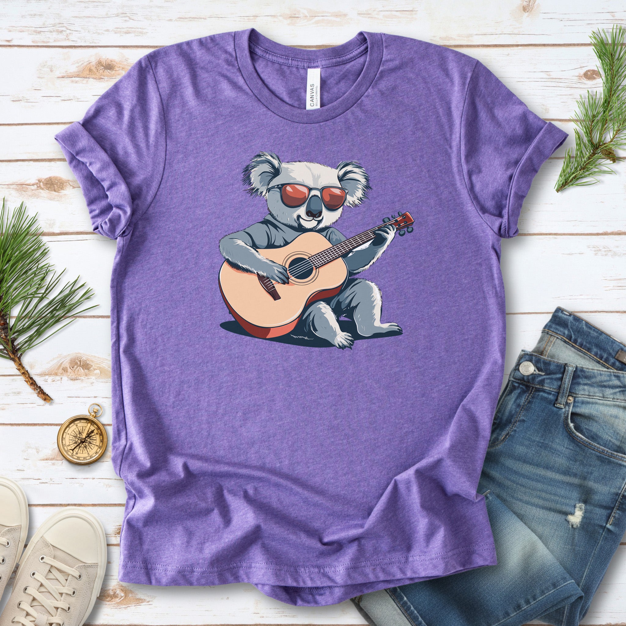 Koala Playing Guitar Retro Vibes T-Shirt