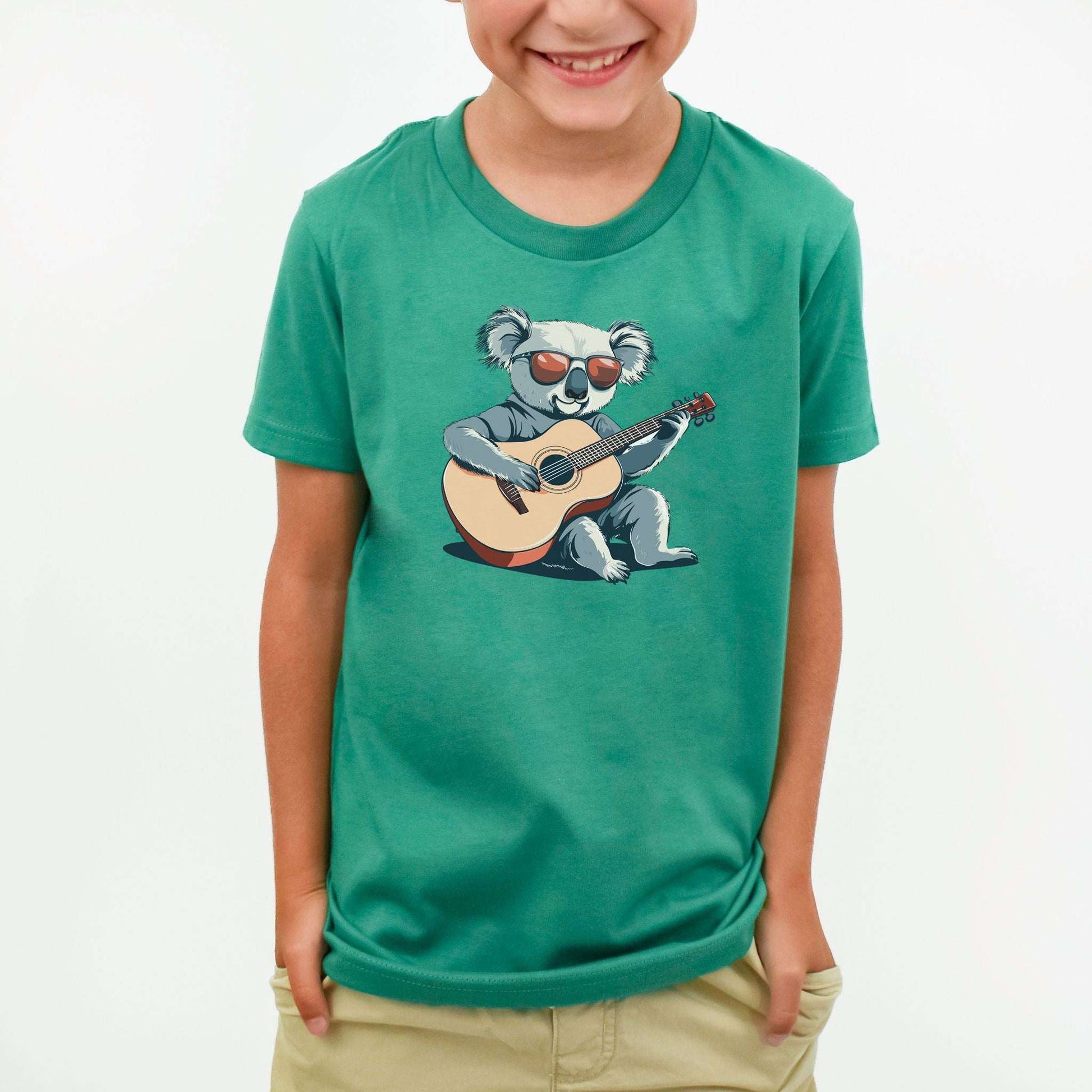 Koala Playing Guitar – Chill Retro Rocker Youth Tee