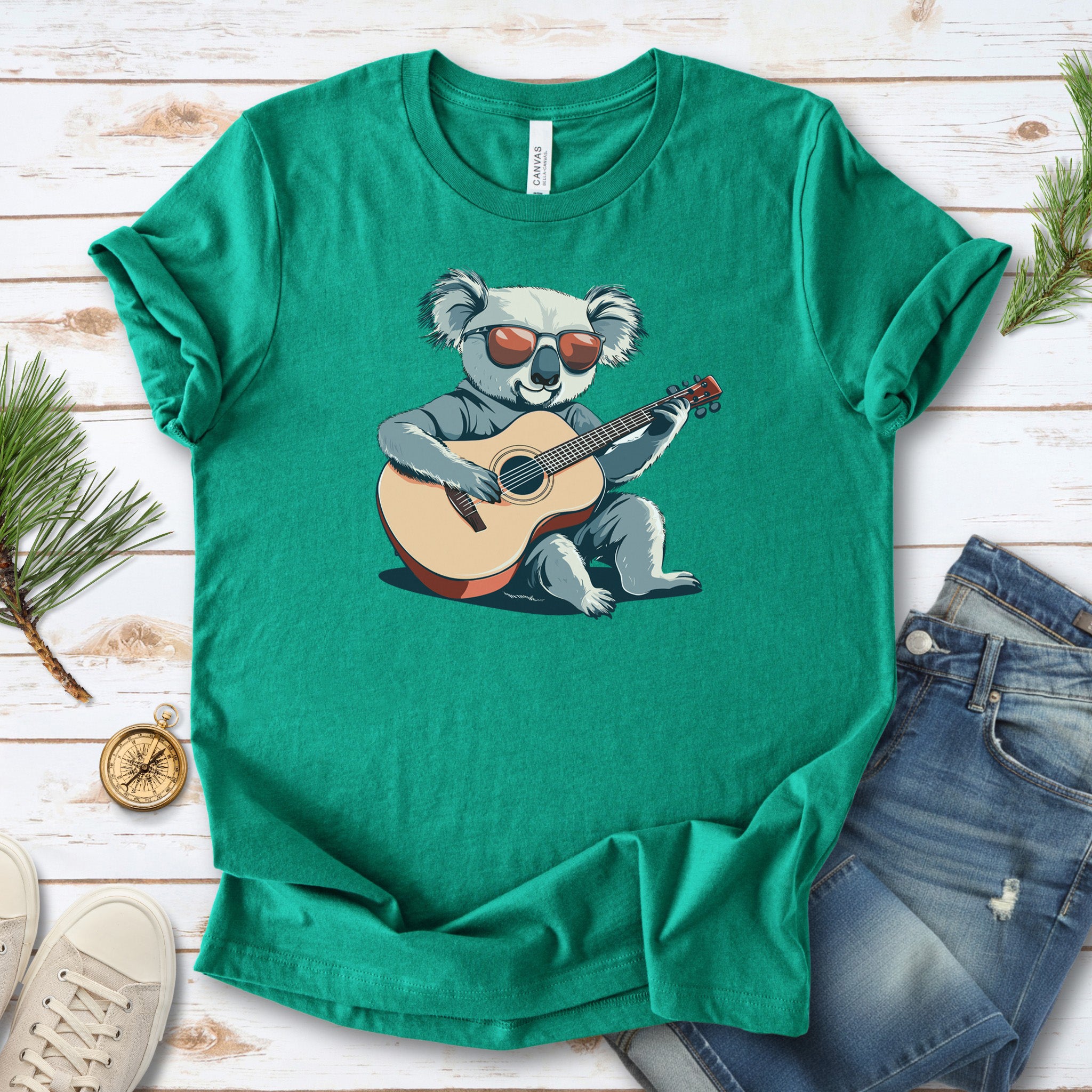Koala Playing Guitar Retro Vibes T-Shirt