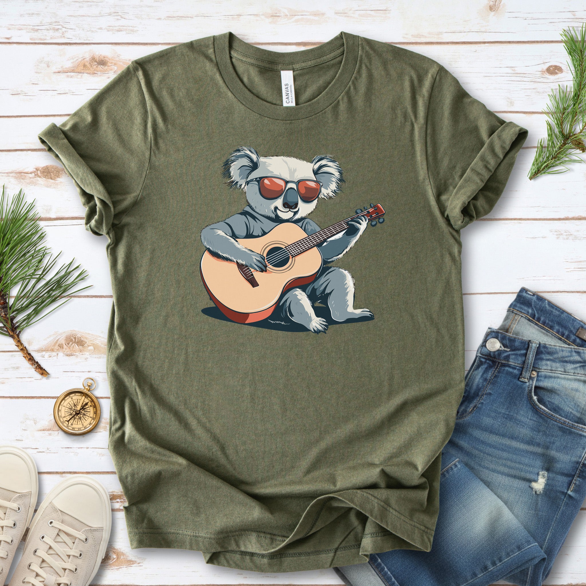 Koala Playing Guitar Retro Vibes T-Shirt