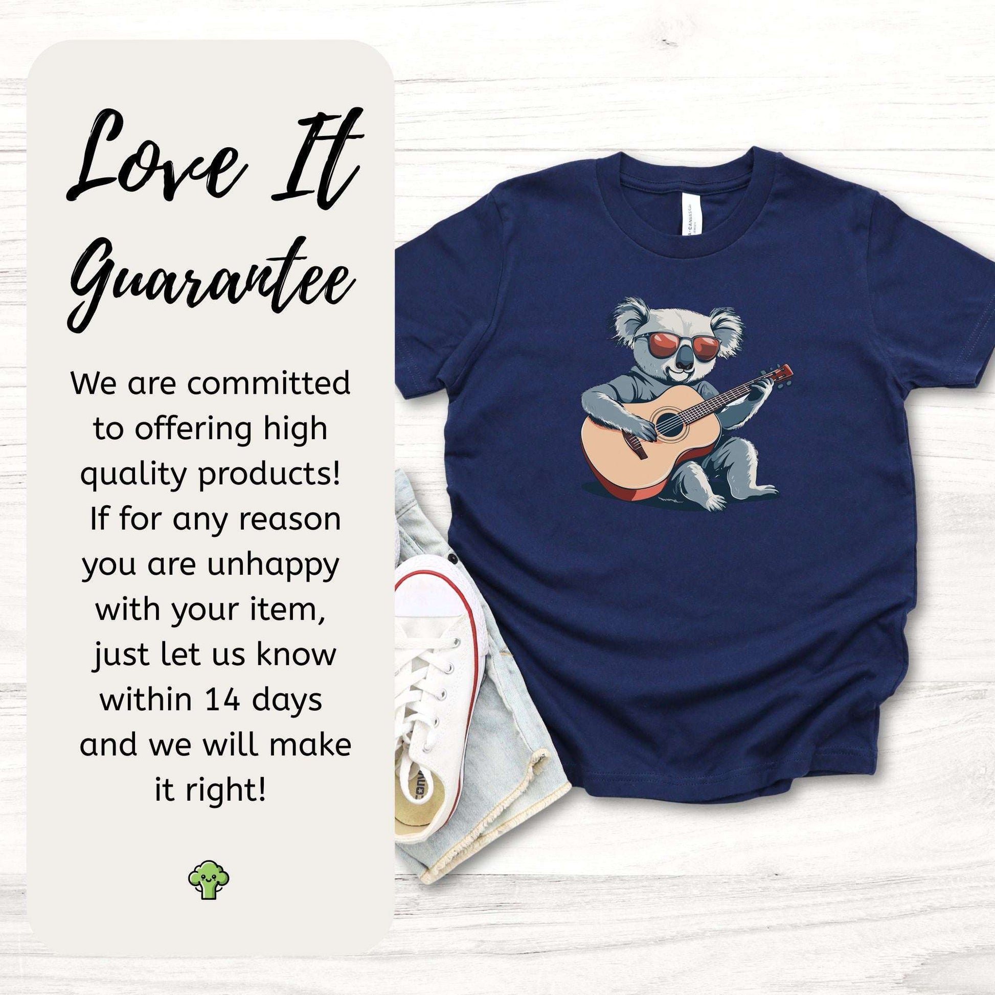 Koala Playing Guitar – Chill Retro Rocker Youth Tee