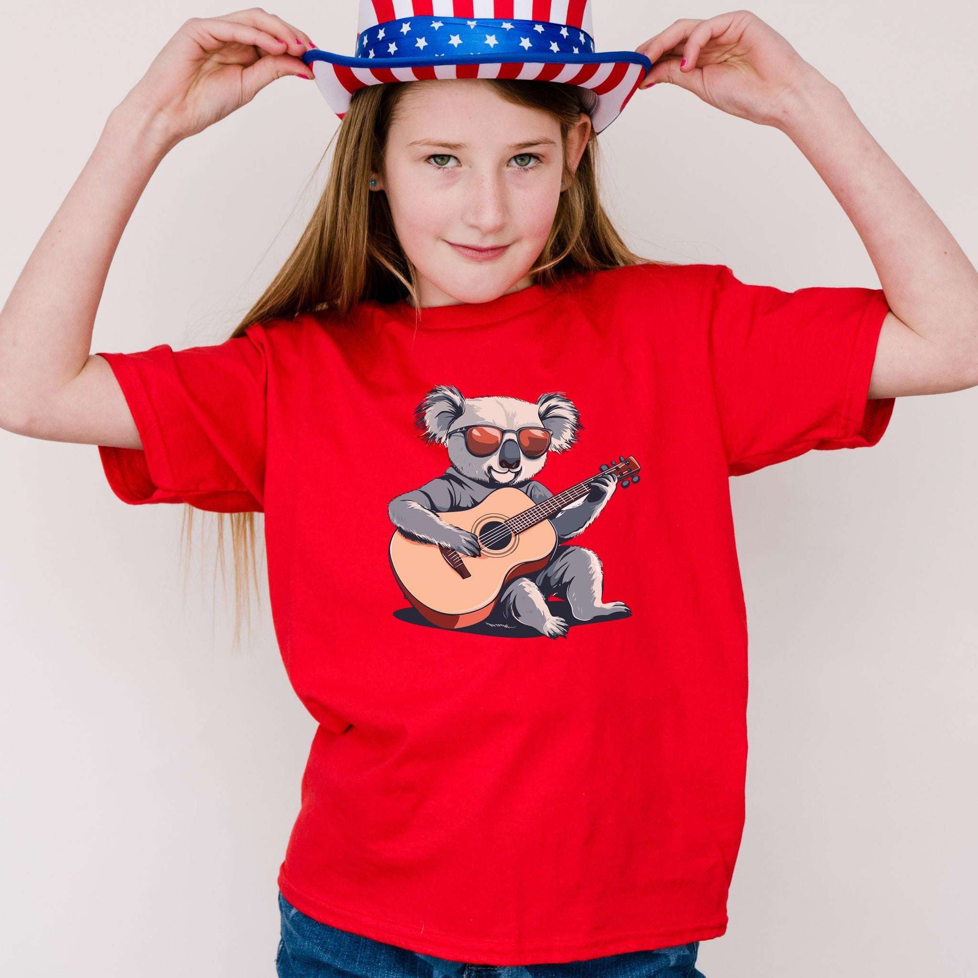 Koala Playing Guitar – Chill Retro Rocker Youth Tee