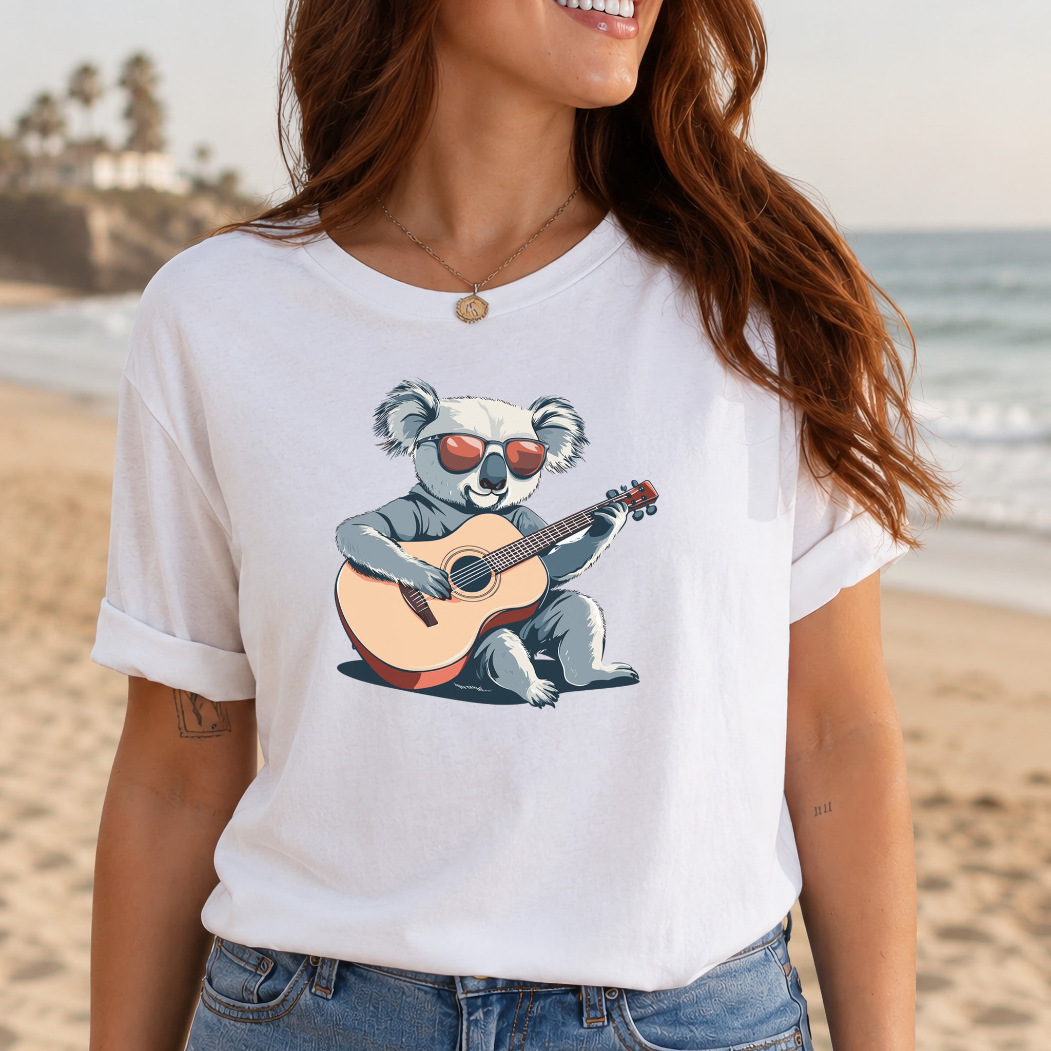 Koala Playing Guitar Retro Vibes T-Shirt