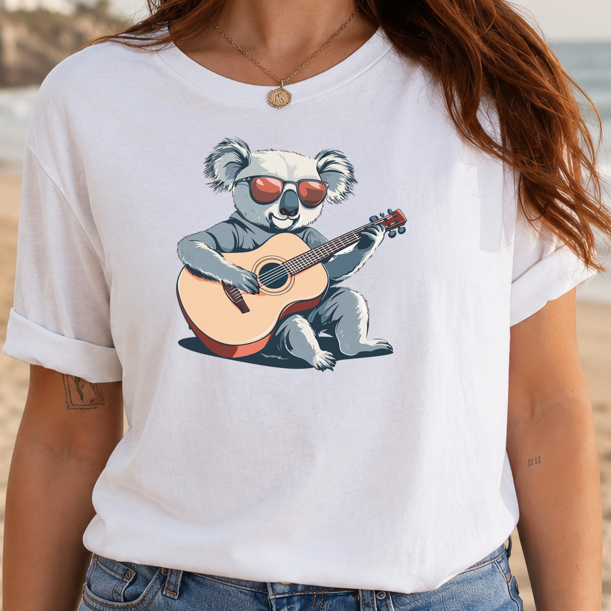 Koala Playing Guitar Retro Vibes T-Shirt