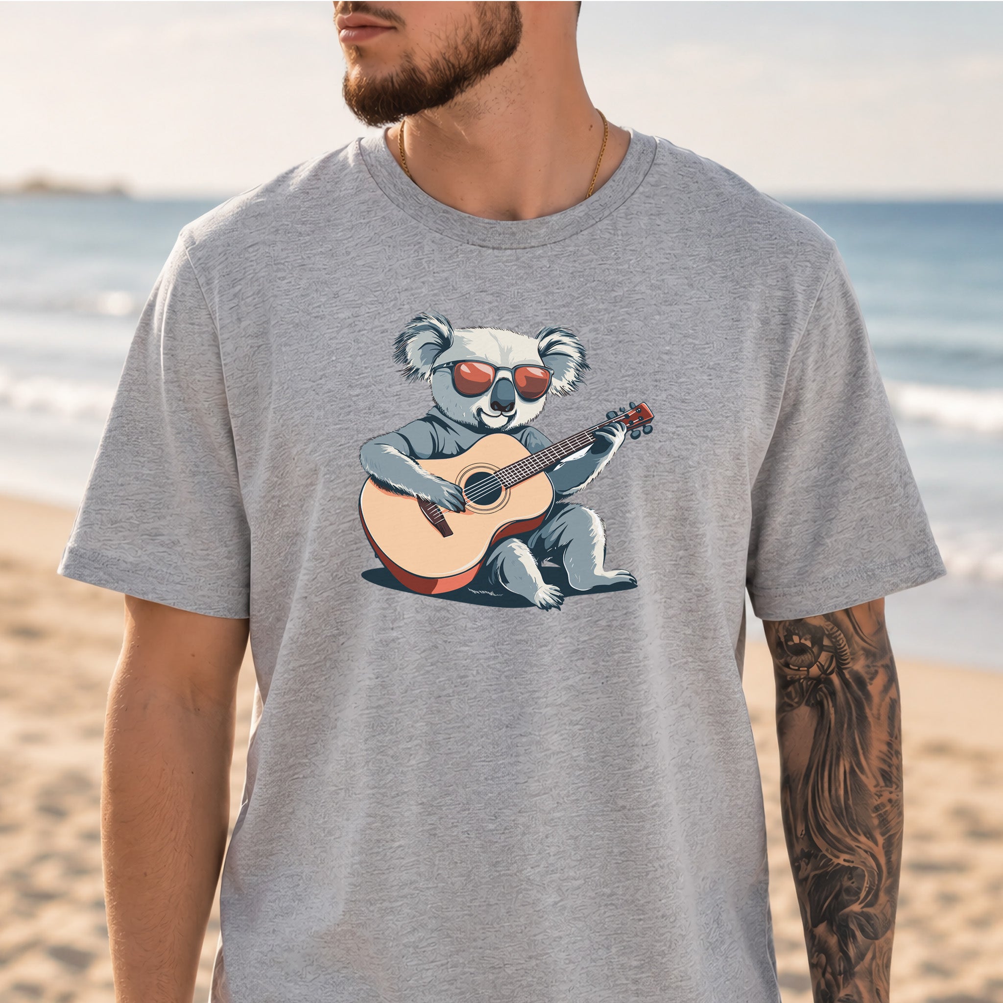 Koala Playing Guitar Retro Vibes T-Shirt