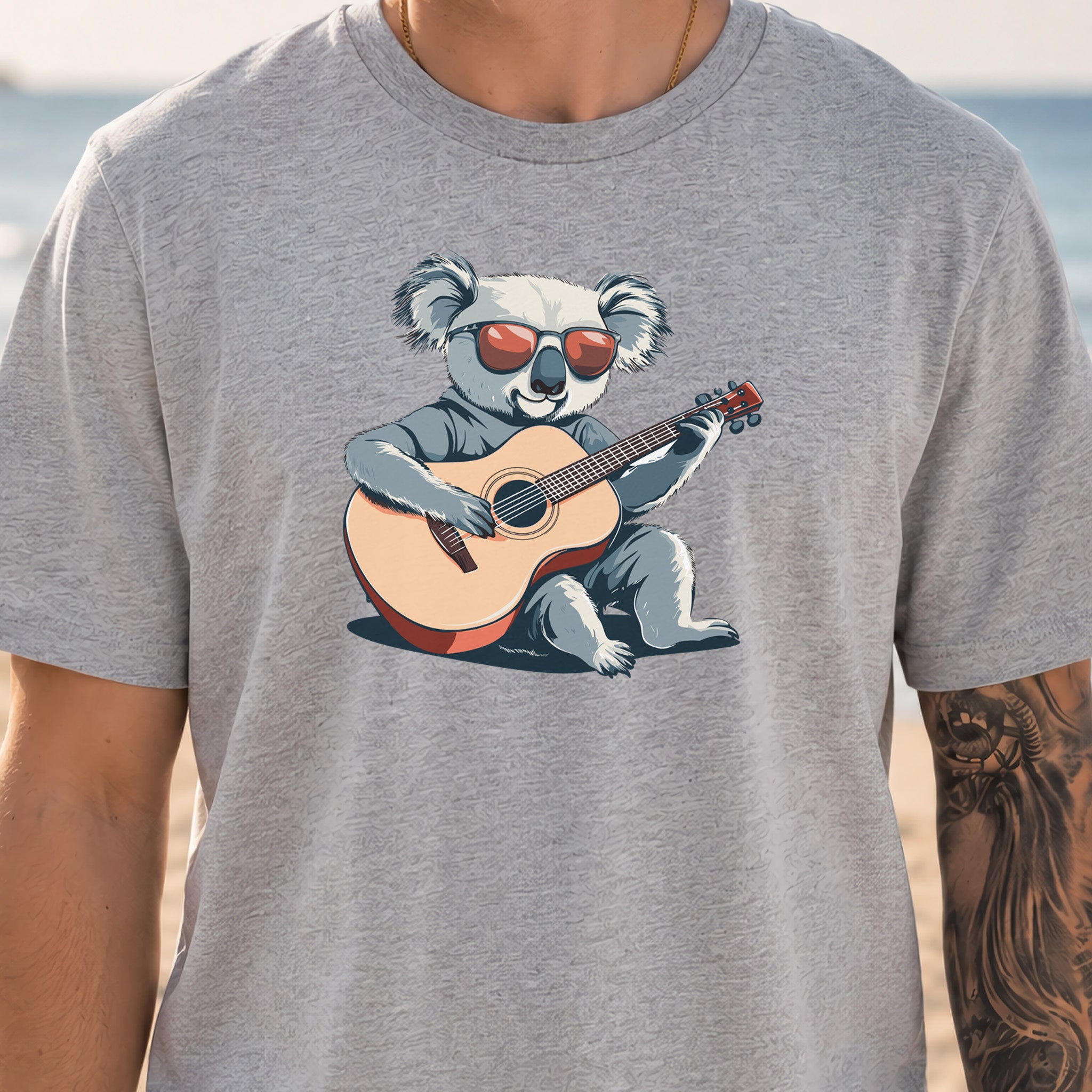 Koala Playing Guitar Retro Vibes T-Shirt