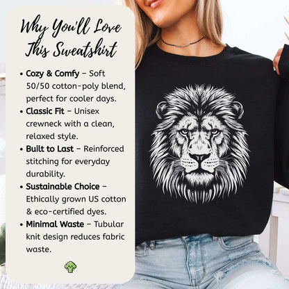 Lion Face Sweatshirt – Hand-Drawn Jungle King with Alpha Energy