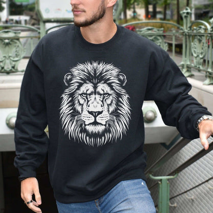 Lion Face Sweatshirt – Hand-Drawn Jungle King with Alpha Energy