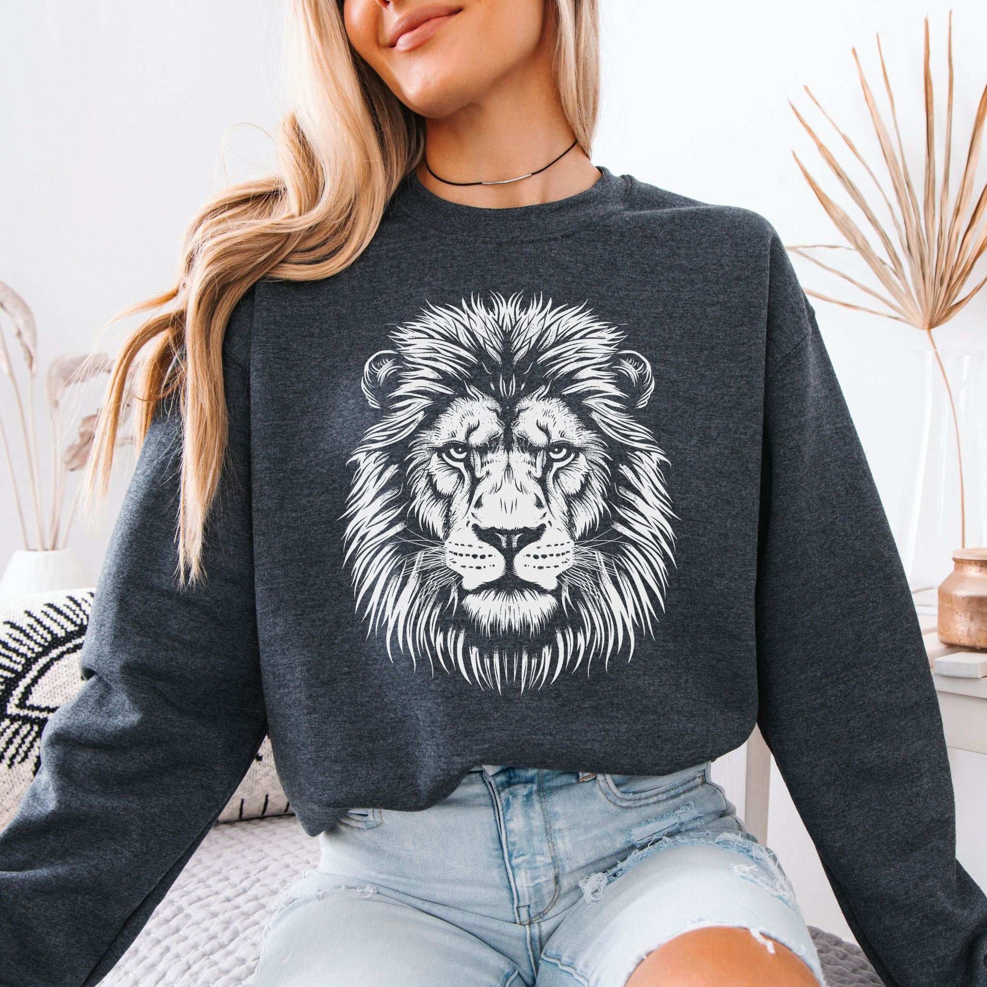 Lion Face Sweatshirt – Hand-Drawn Jungle King with Alpha Energy