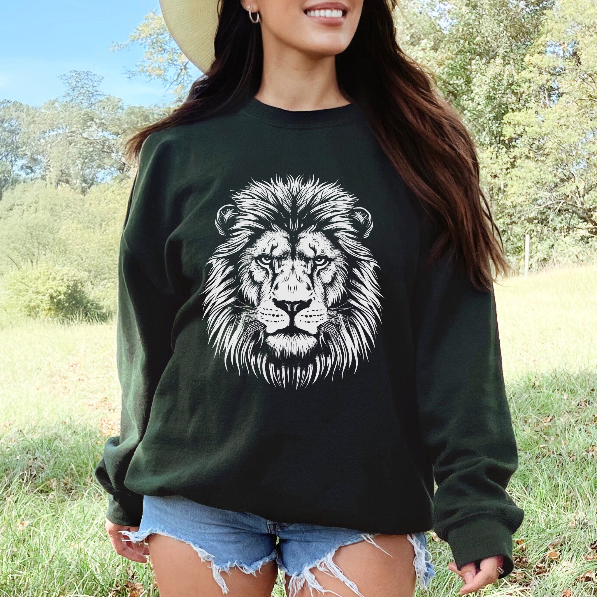 Lion Face Sweatshirt – Hand-Drawn Jungle King with Alpha Energy