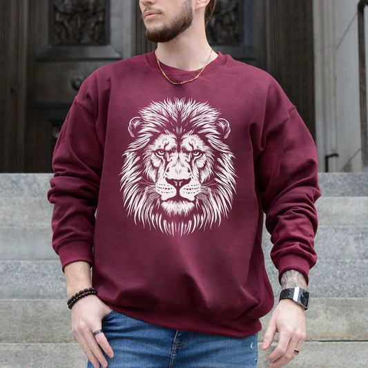Lion Face Sweatshirt – Hand-Drawn Jungle King with Alpha Energy