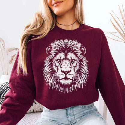 Lion Face Sweatshirt – Hand-Drawn Jungle King with Alpha Energy