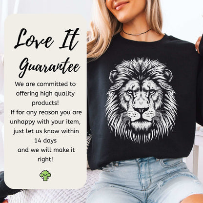Lion Face Sweatshirt – Hand-Drawn Jungle King with Alpha Energy