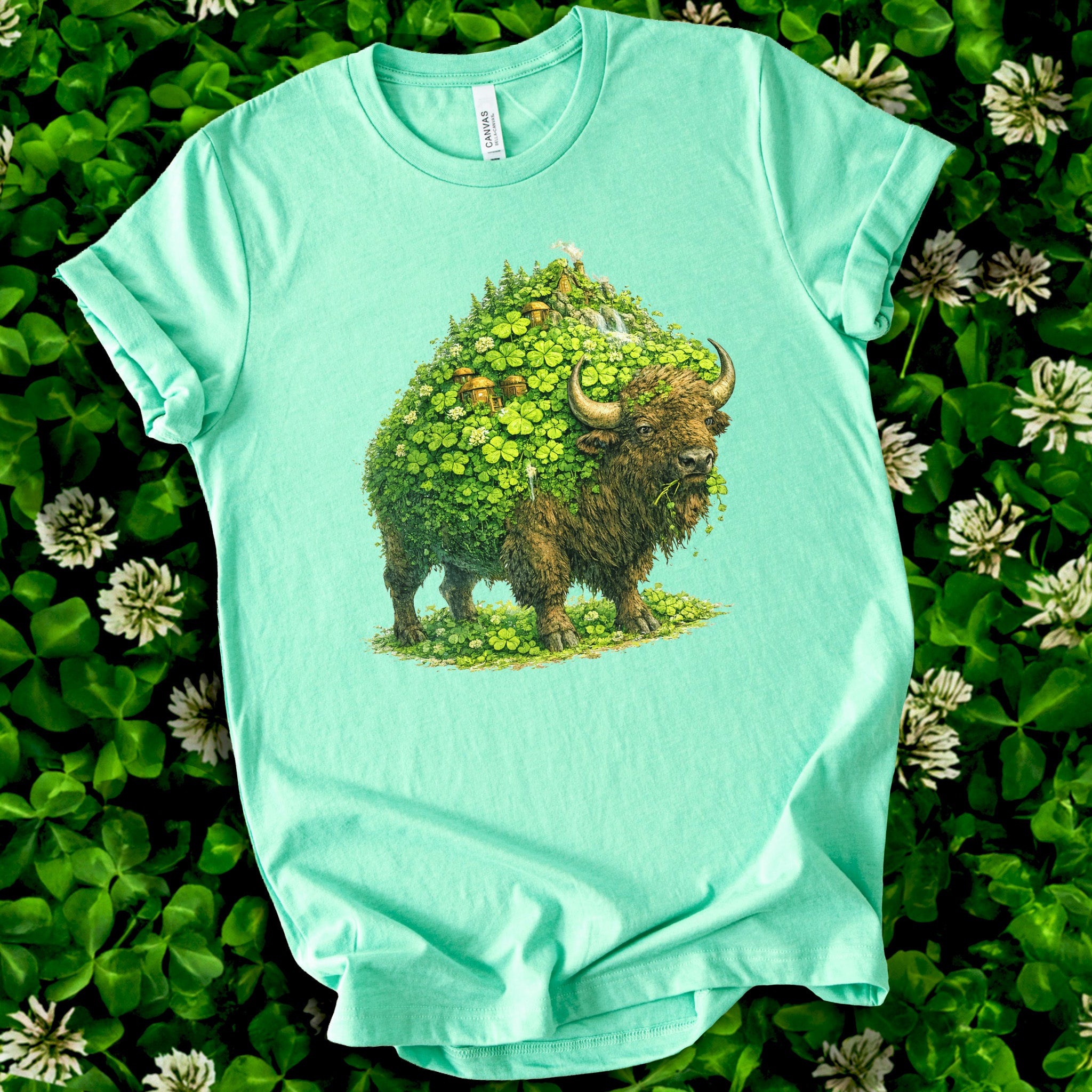 Emerald Bison T-Shirt – Lucky Clover Buffalo Tee for St. Patrick’s Day