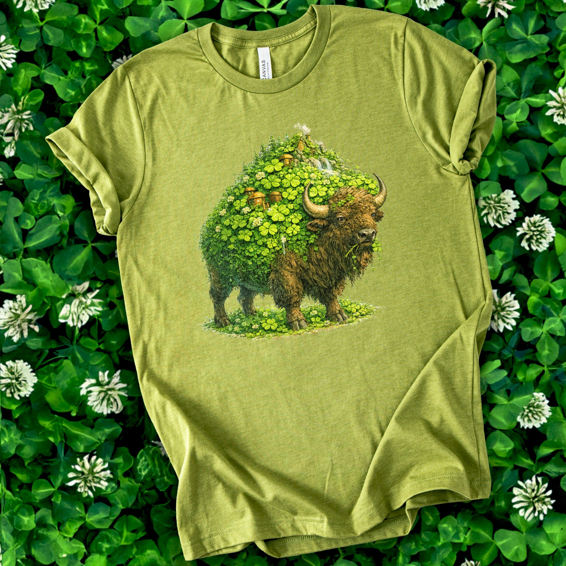 Emerald Bison T-Shirt – Lucky Clover Buffalo Tee for St. Patrick’s Day