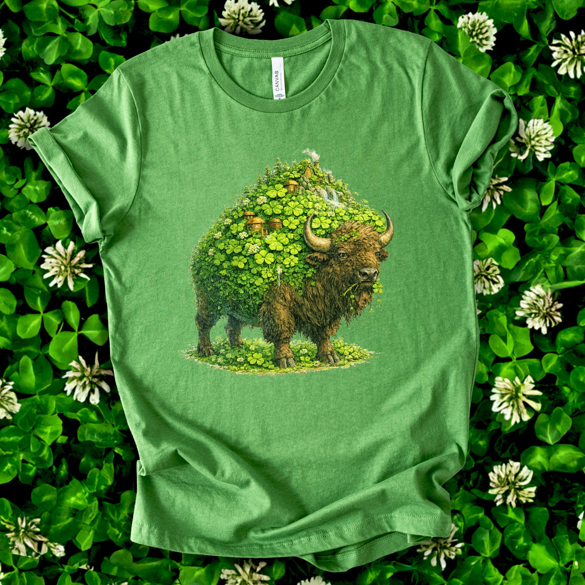 Emerald Bison T-Shirt – Lucky Clover Buffalo Tee for St. Patrick’s Day