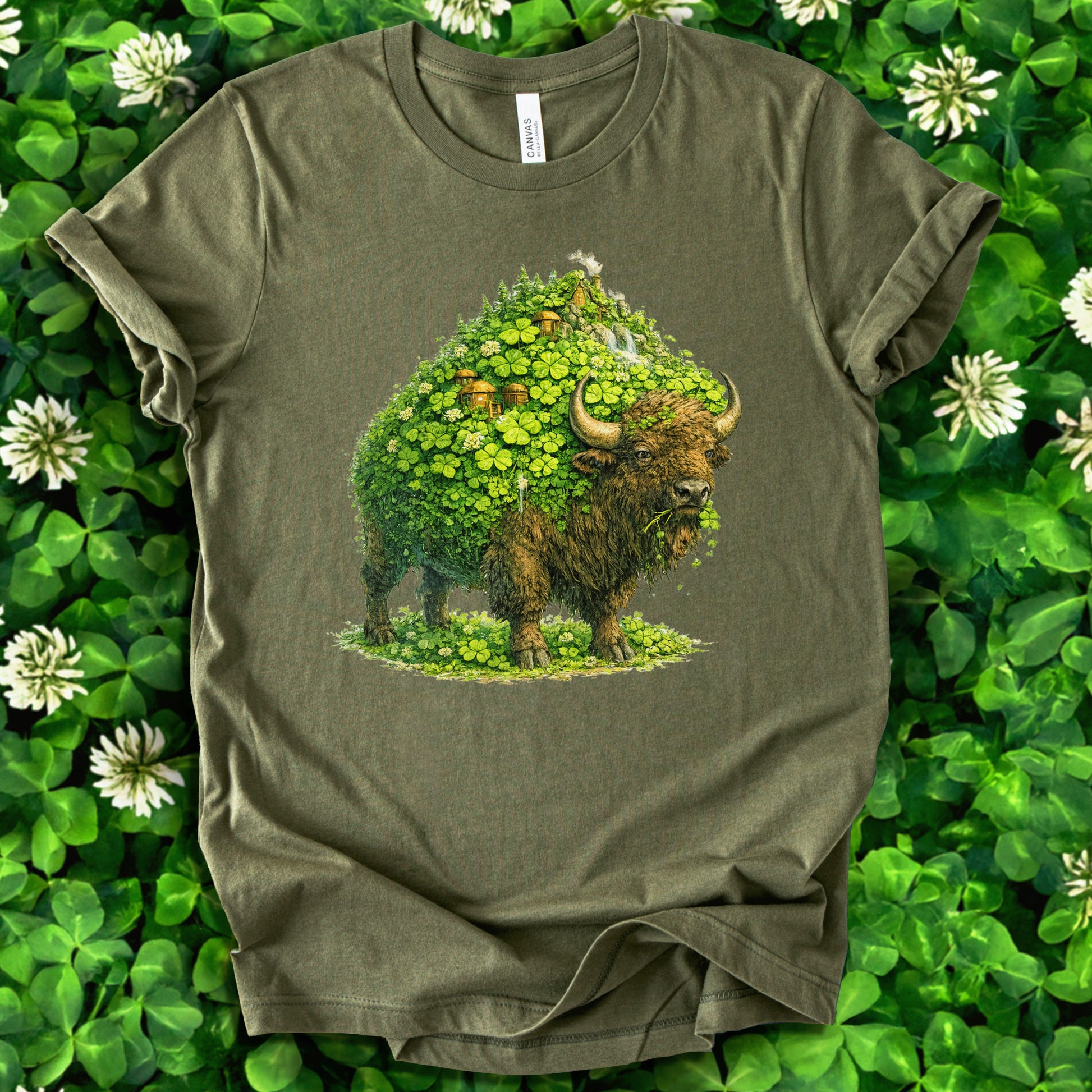 Emerald Bison T-Shirt – Lucky Clover Buffalo Tee for St. Patrick’s Day