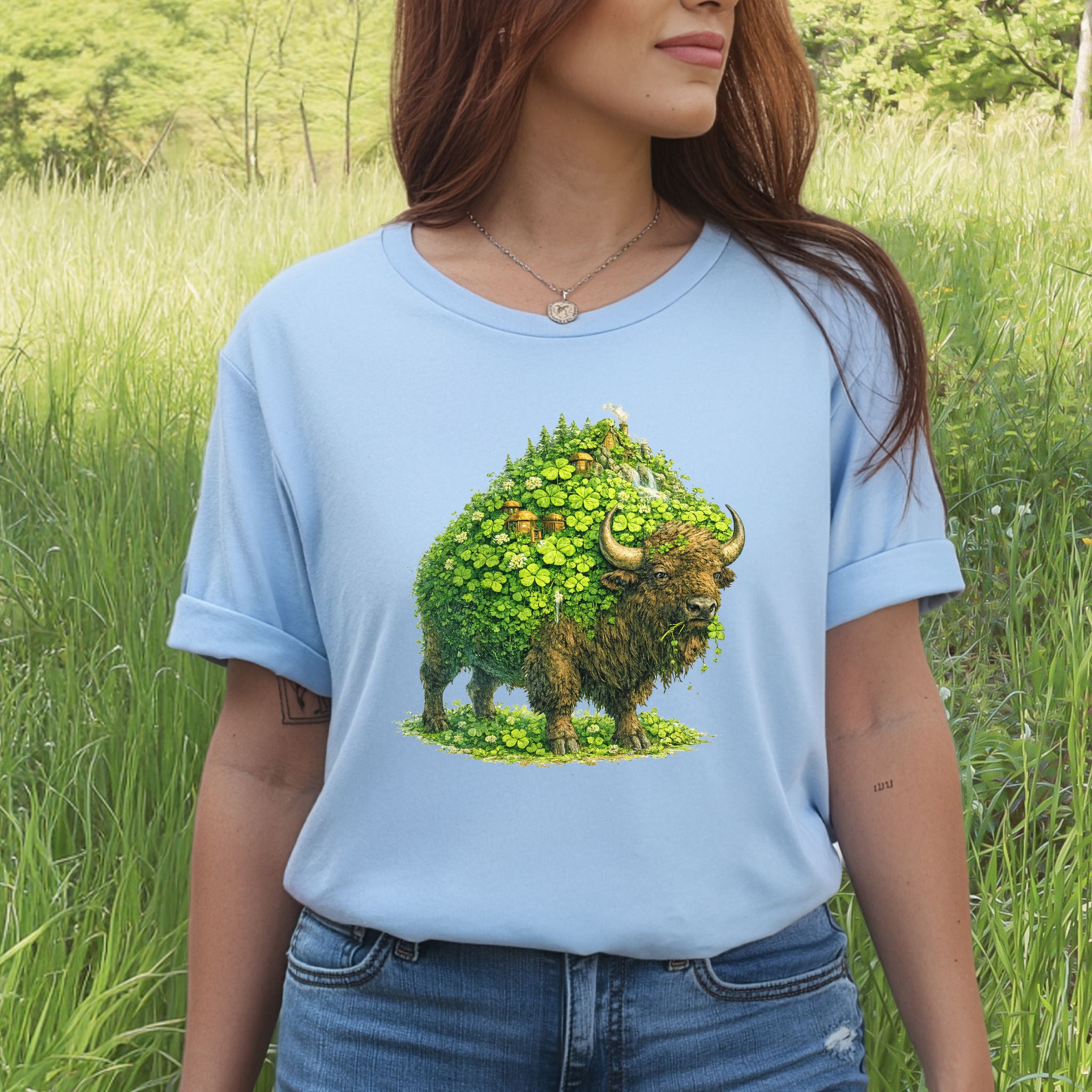 Emerald Bison T-Shirt – Lucky Clover Buffalo Tee for St. Patrick’s Day