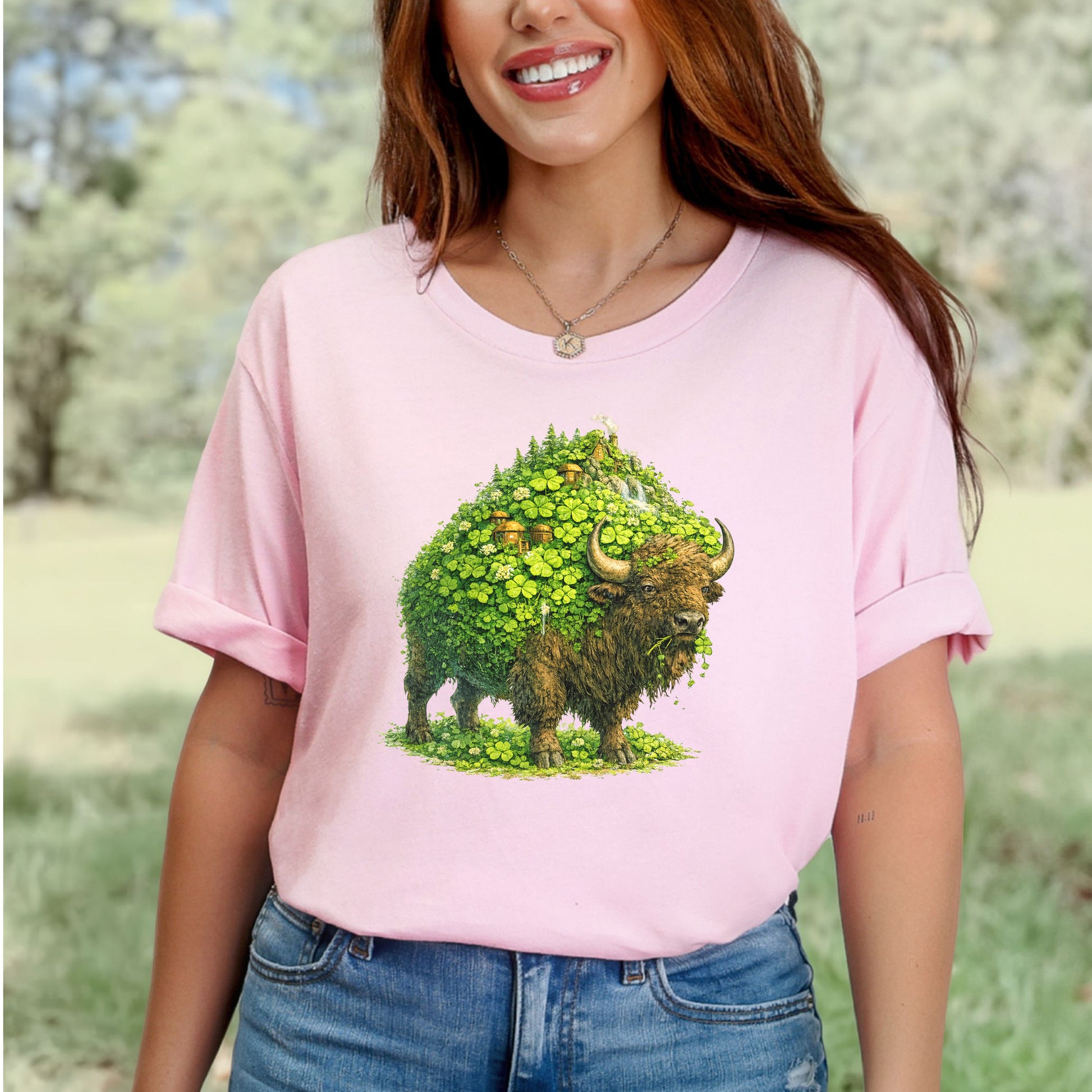 Emerald Bison T-Shirt – Lucky Clover Buffalo Tee for St. Patrick’s Day