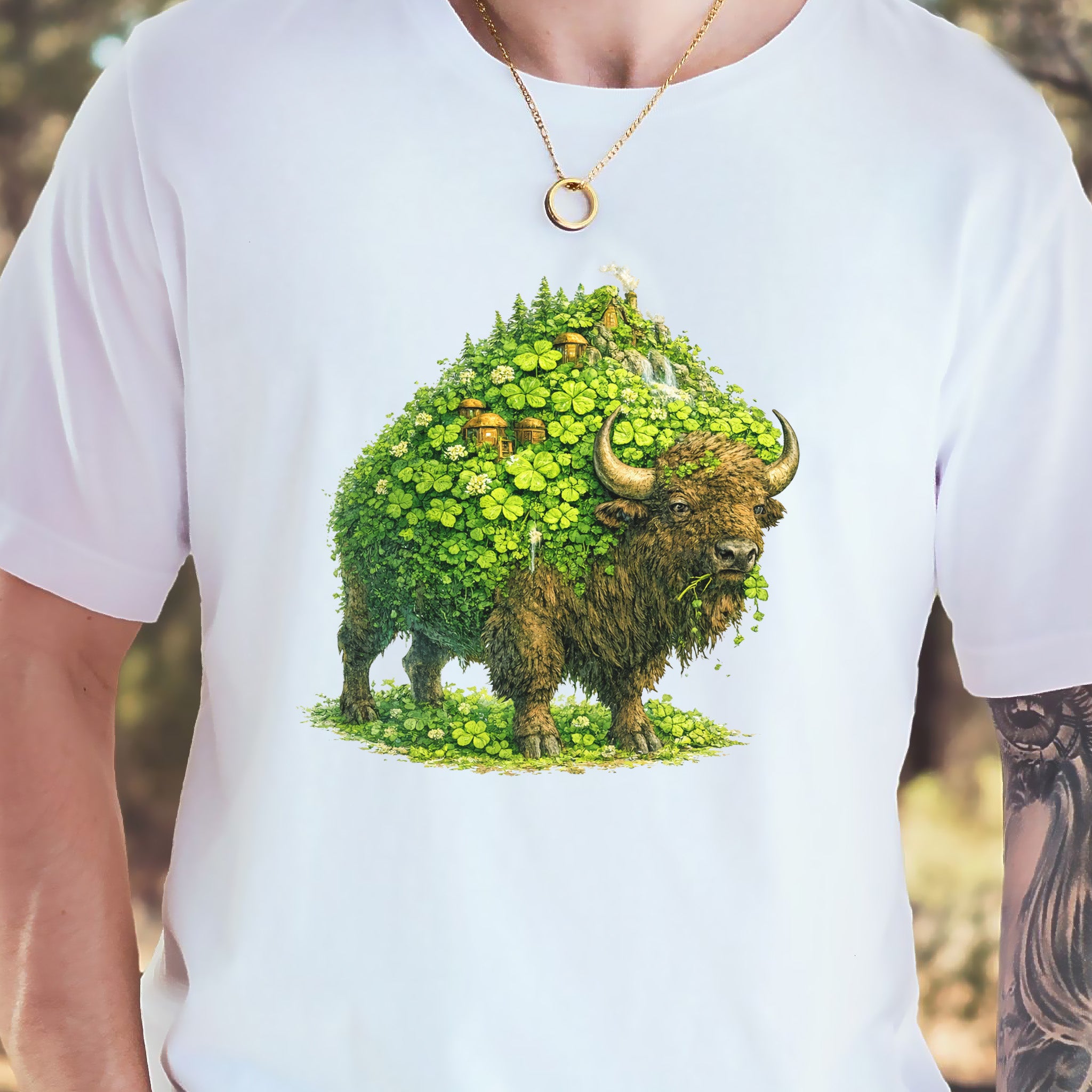 Emerald Bison T-Shirt – Lucky Clover Buffalo Tee for St. Patrick’s Day