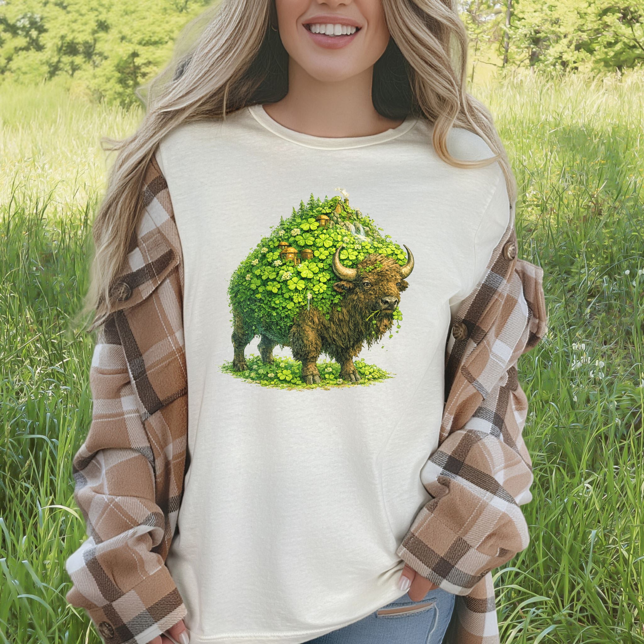 Emerald Bison T-Shirt – Lucky Clover Buffalo Tee for St. Patrick’s Day