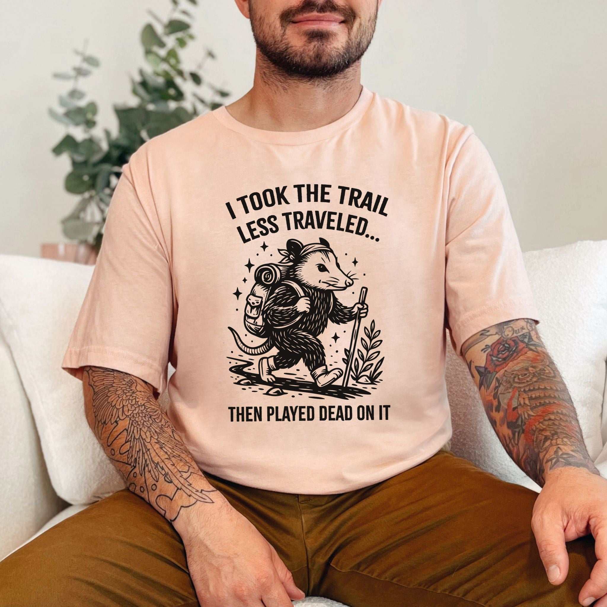 Opossum Less Traveled T-Shirt – Funny Hiking Possum Adventure Tee