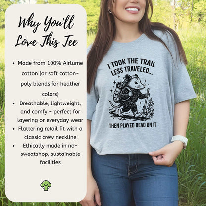 Opossum Less Traveled T-Shirt – Funny Hiking Possum Adventure Tee