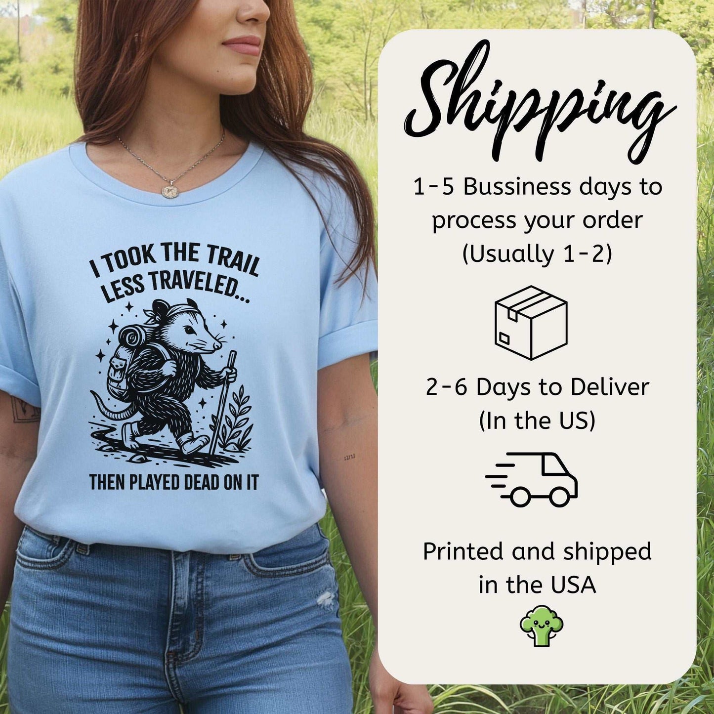 Opossum Less Traveled T-Shirt – Funny Hiking Possum Adventure Tee