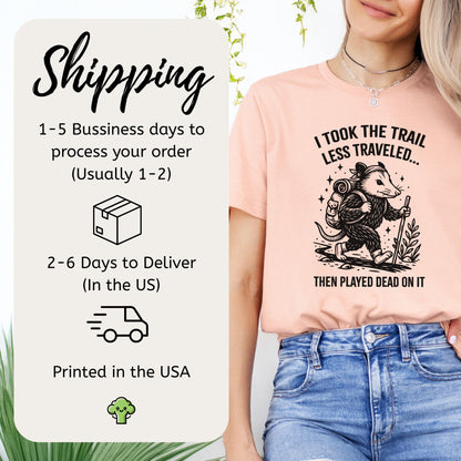 Opossum Less Traveled T-Shirt – Funny Hiking Possum Adventure Tee