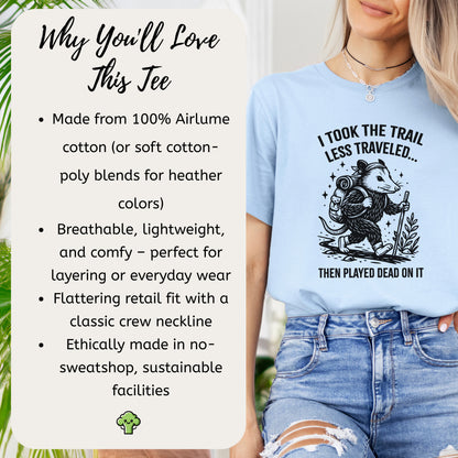 Opossum Less Traveled T-Shirt – Funny Hiking Possum Adventure Tee