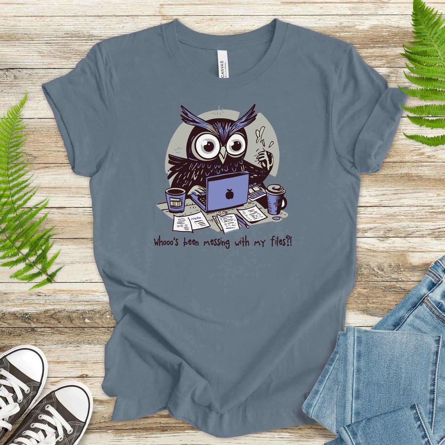 Owl Laptop T-Shirt – 'Whoo's Been Messing with My Files? - TShirtree