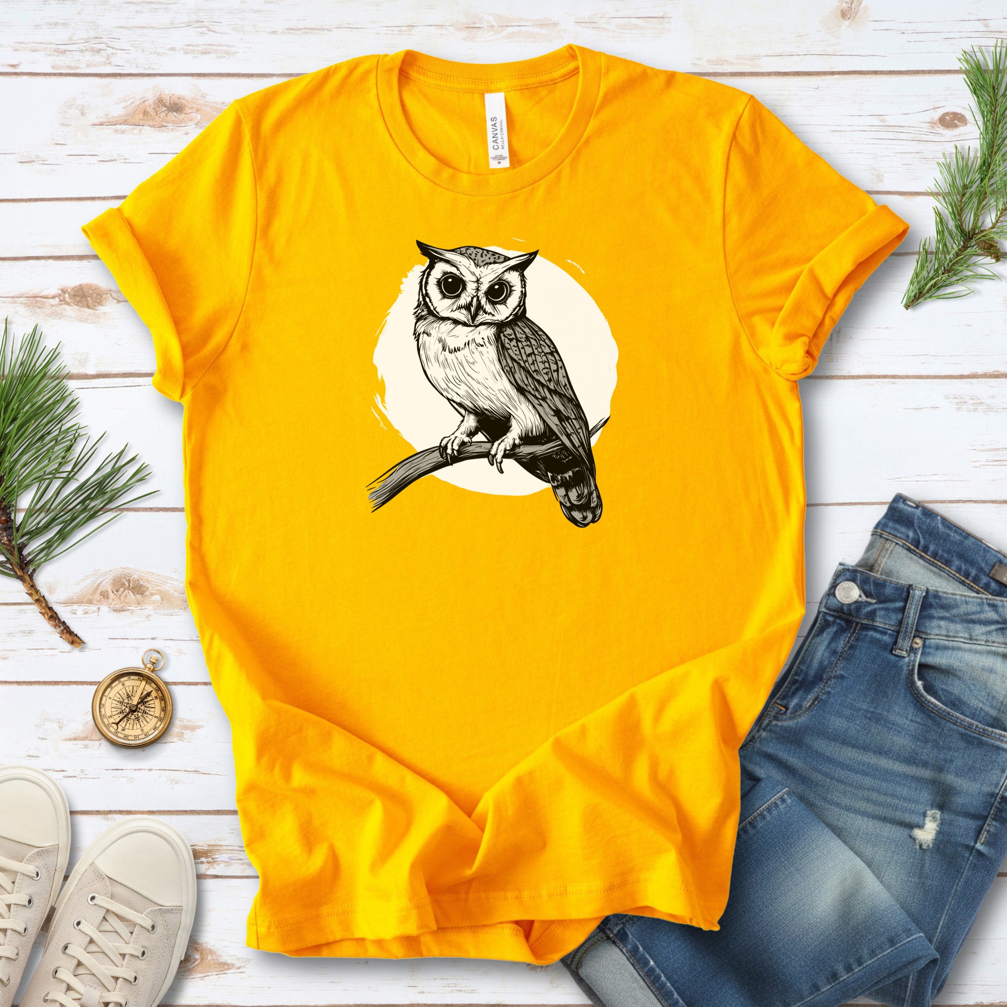 Owl on a Twig T-Shirt – Sketch Design