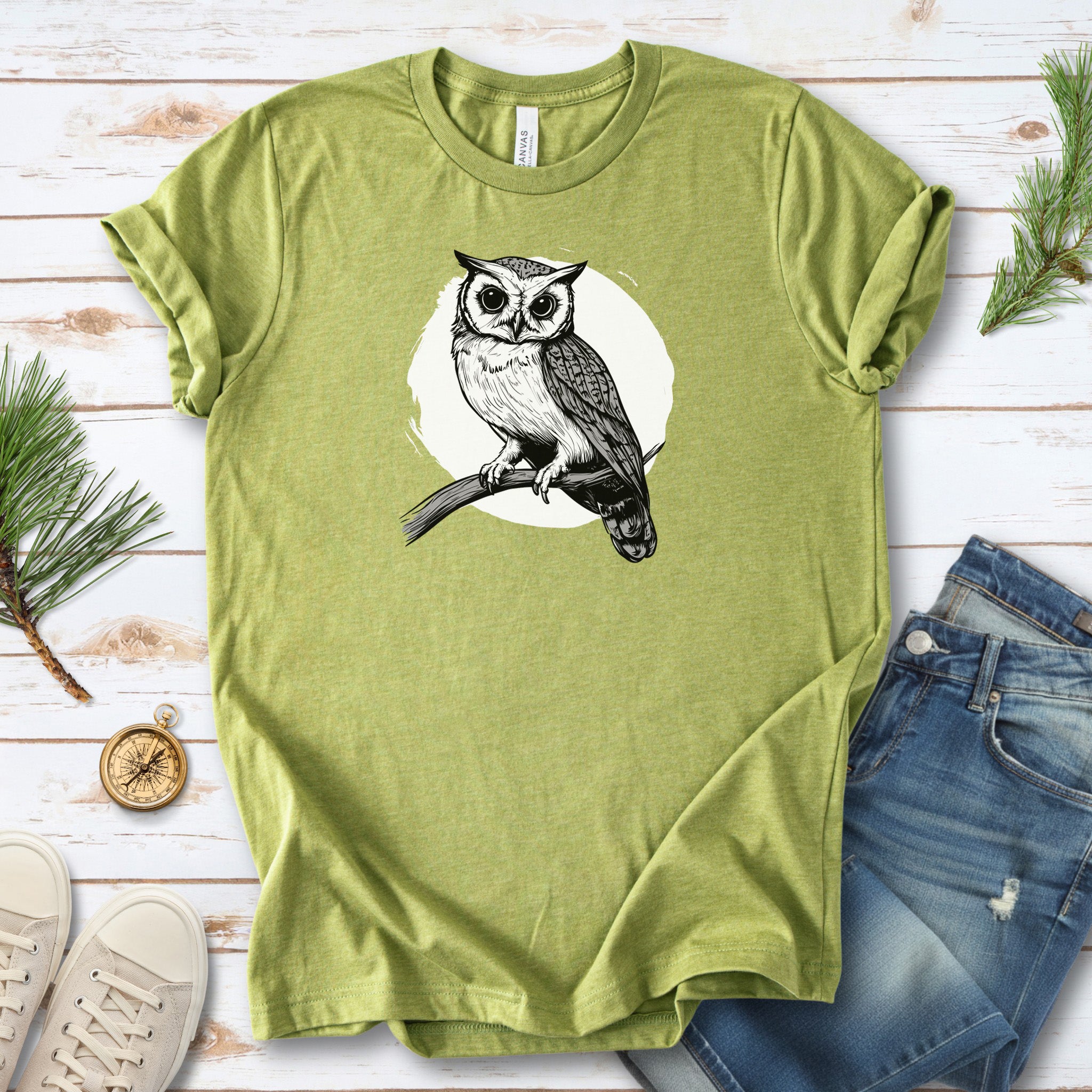 Owl on a Twig T-Shirt – Sketch Design