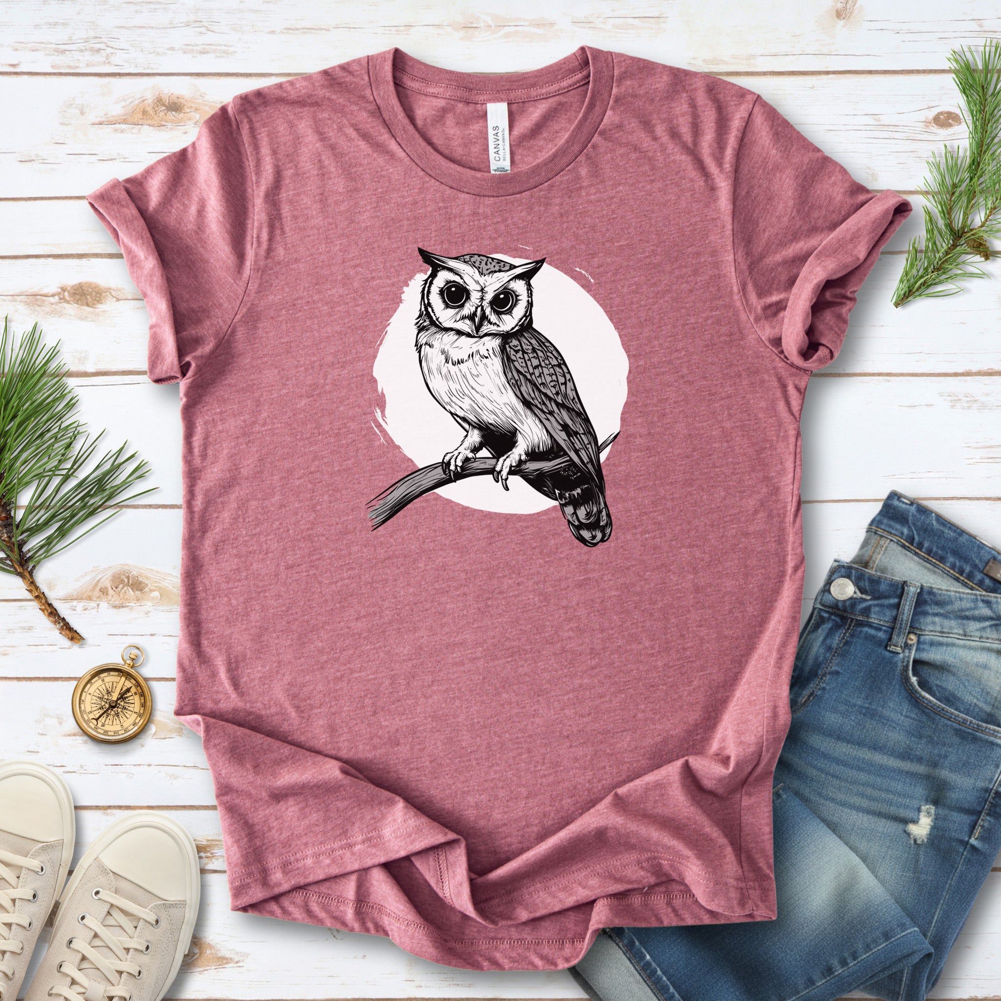 Owl on a Twig T-Shirt – Sketch Design