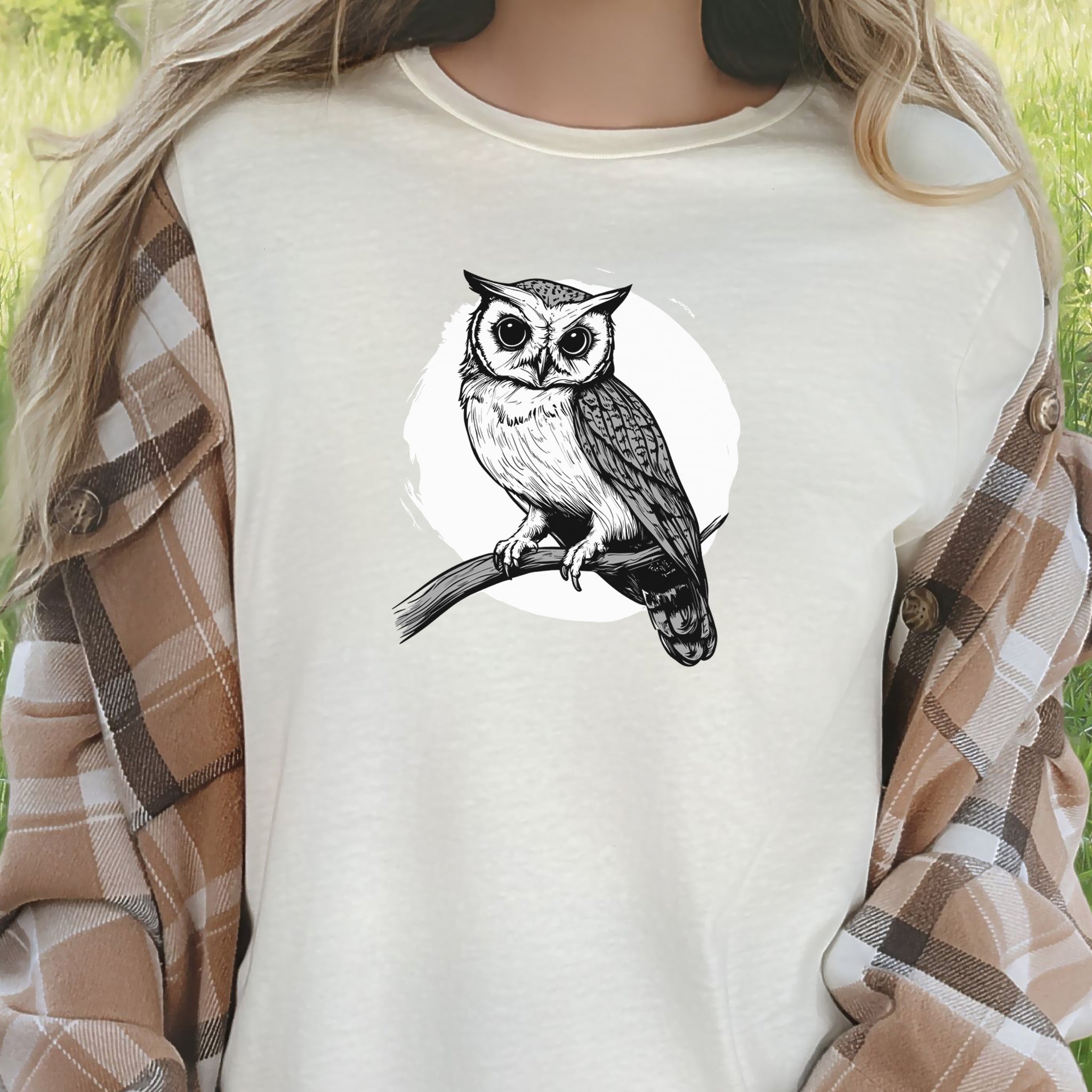 Owl on a Twig T-Shirt – Sketch Design