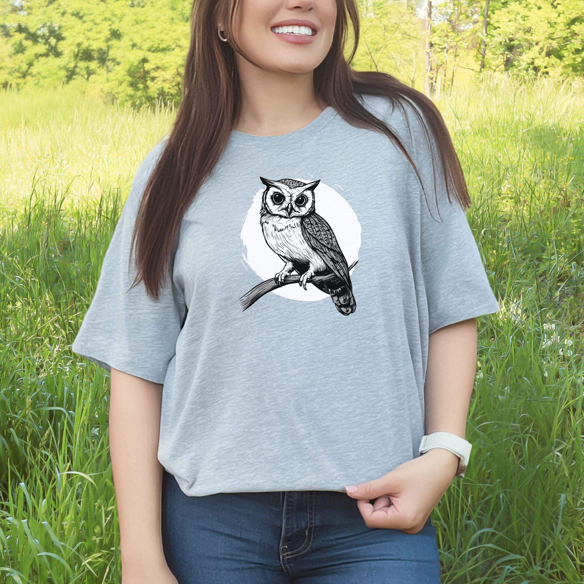 Owl on a Twig T-Shirt – Sketch Design