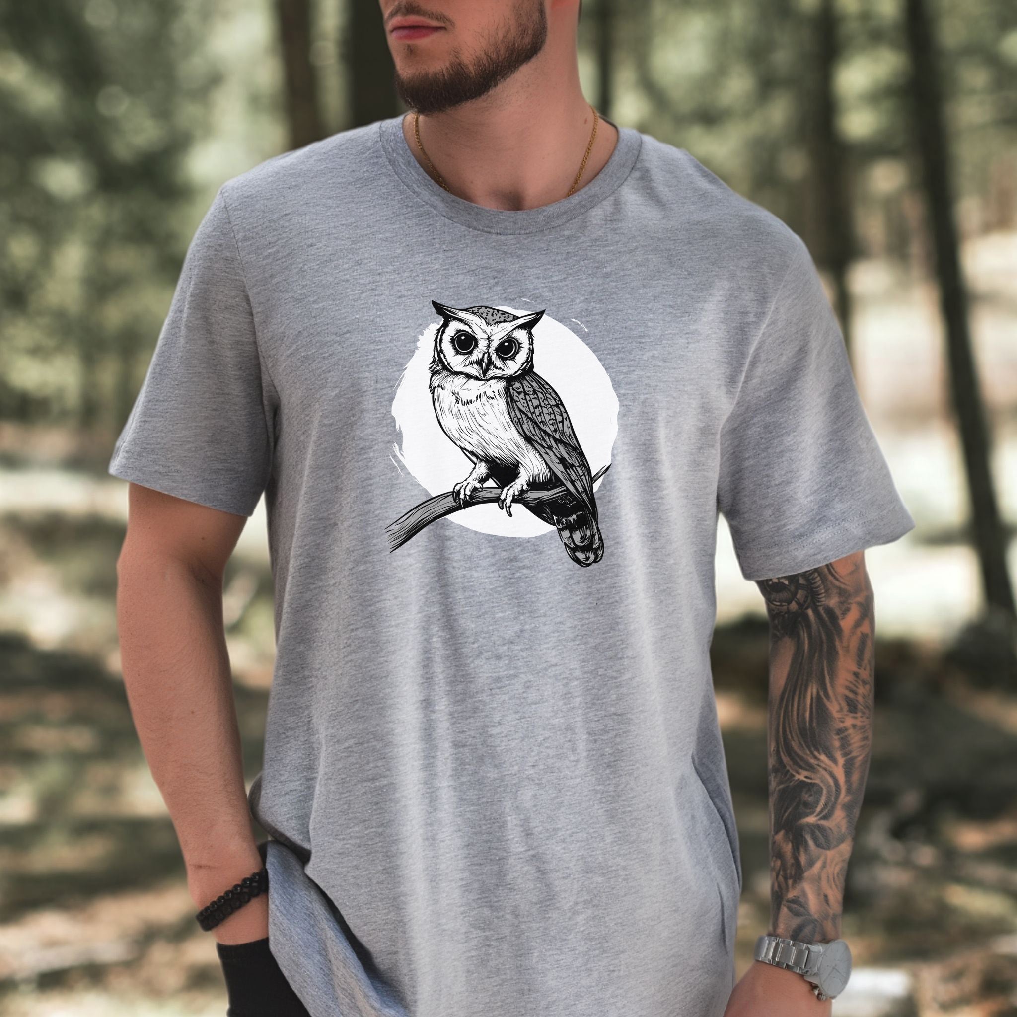 Owl on a Twig T-Shirt – Sketch Design