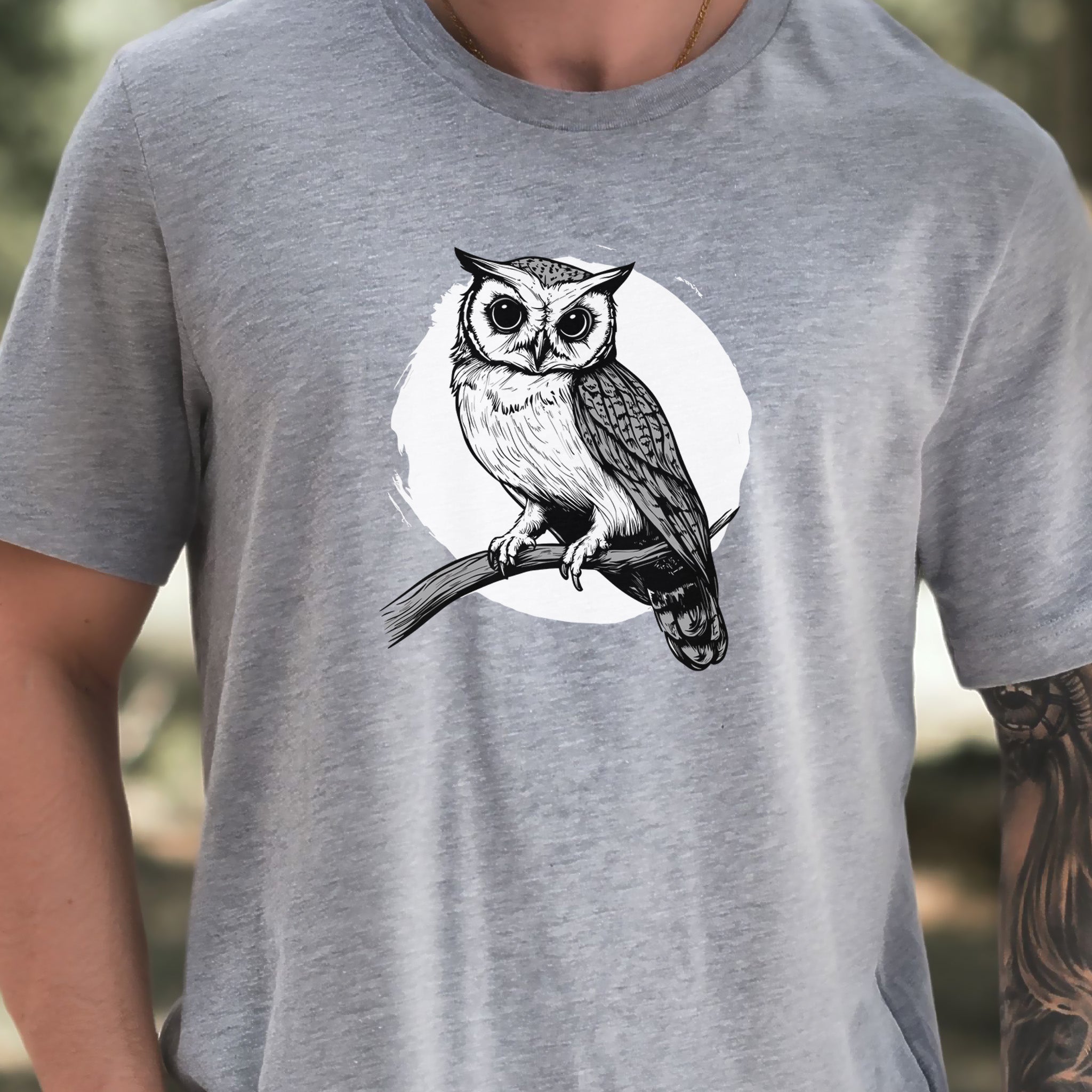 Owl on a Twig T-Shirt – Sketch Design
