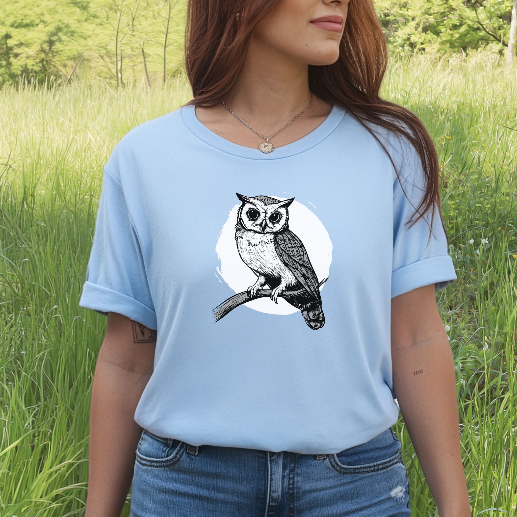 Owl on a Twig T-Shirt – Sketch Design