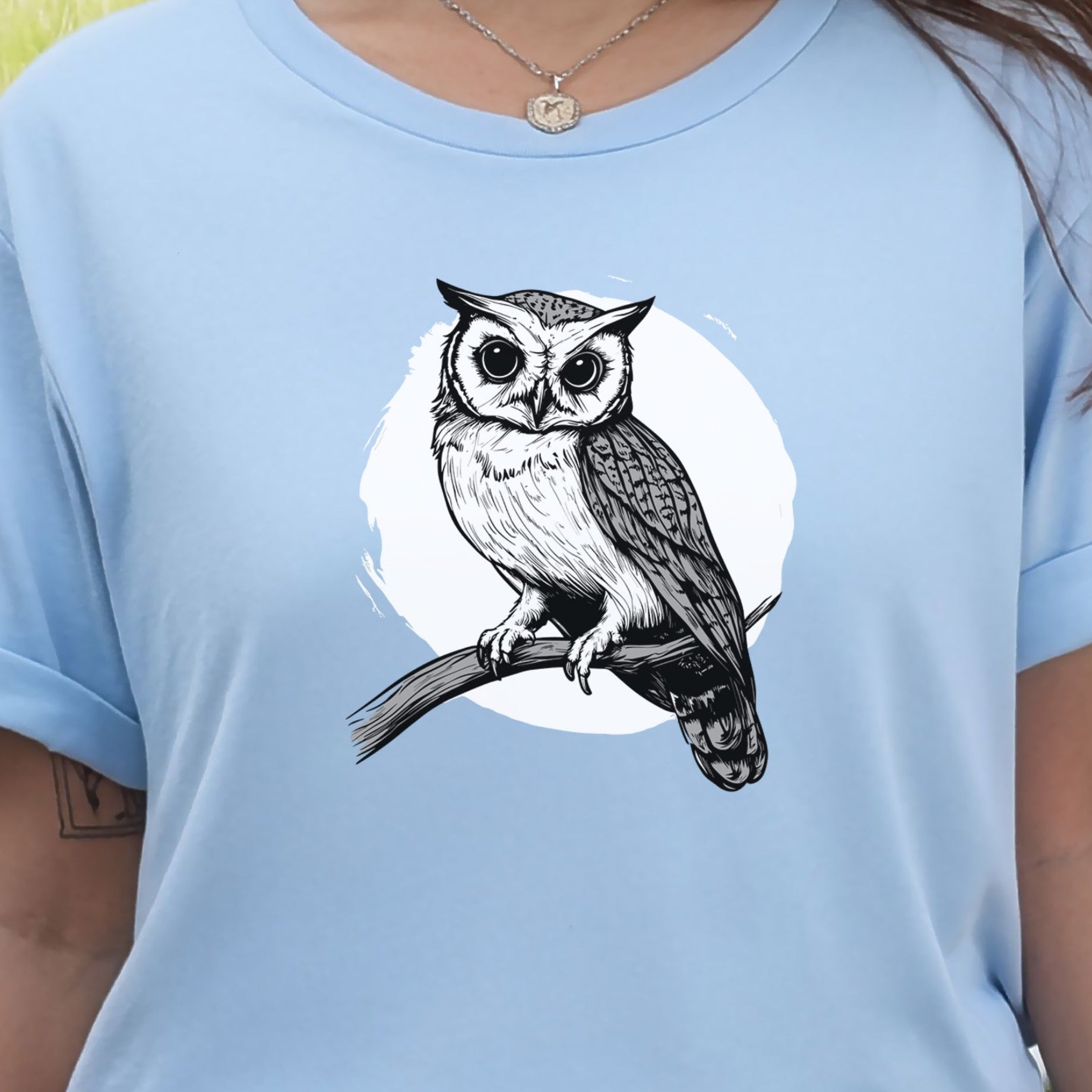 Owl on a Twig T-Shirt – Sketch Design