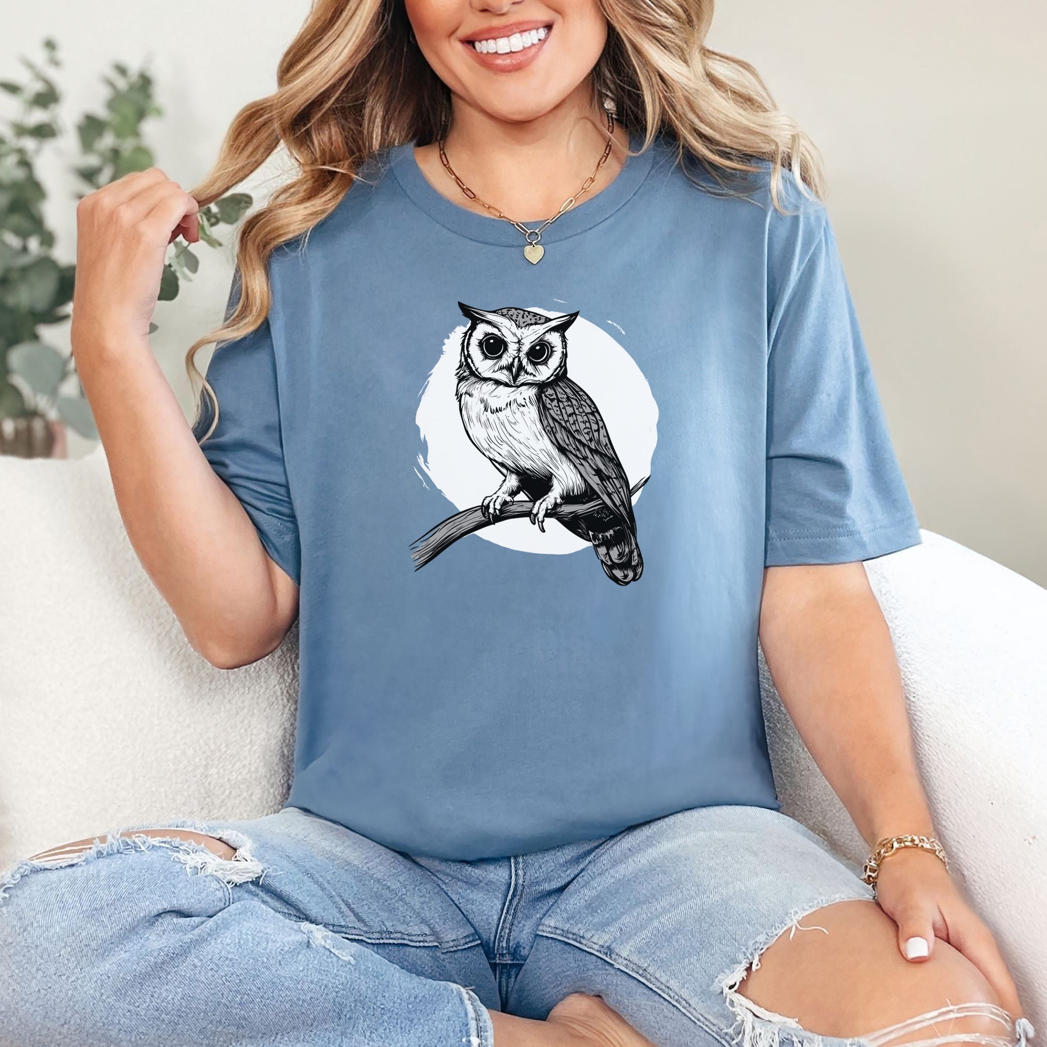 Owl on a Twig T-Shirt – Sketch Design