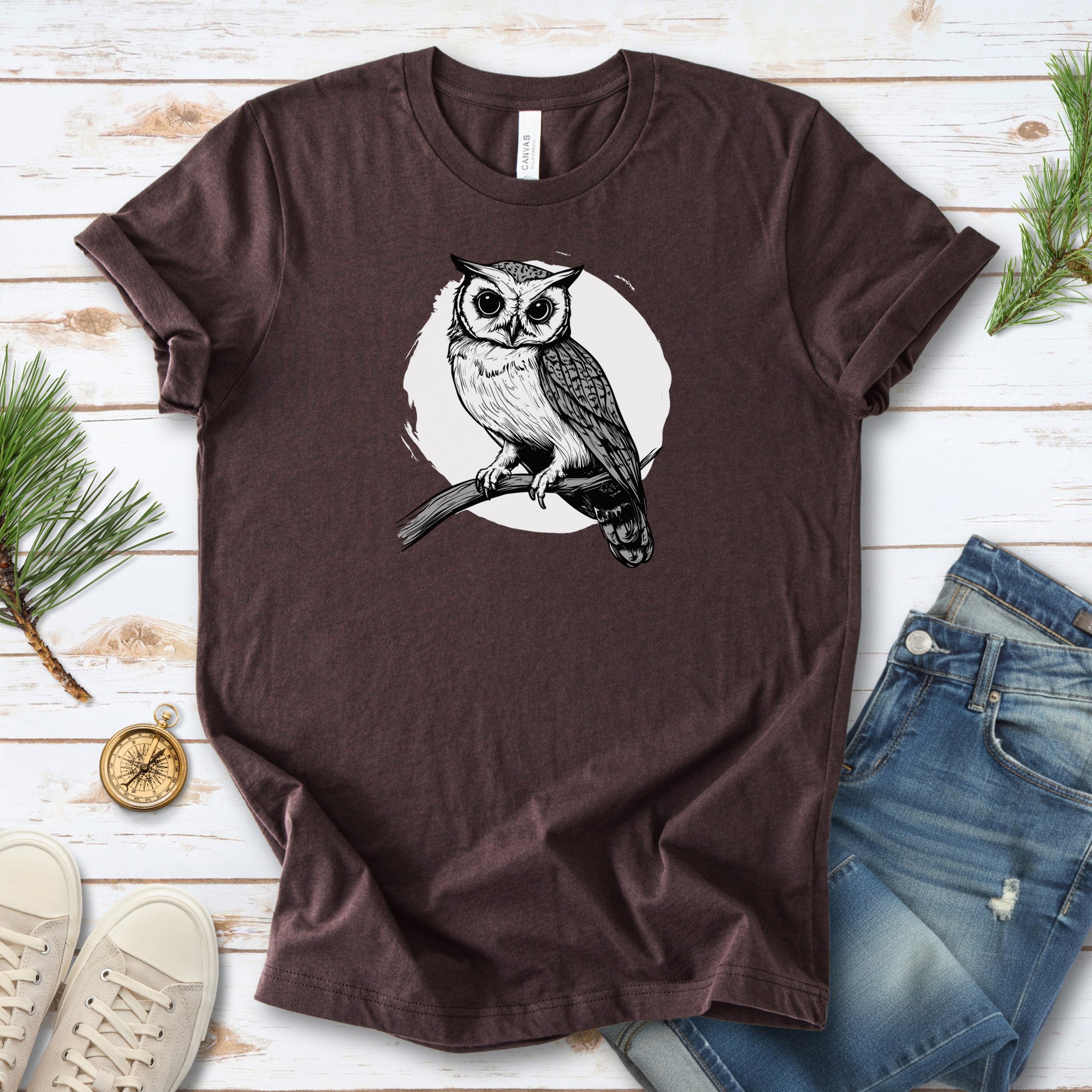 Owl on a Twig T-Shirt – Sketch Design