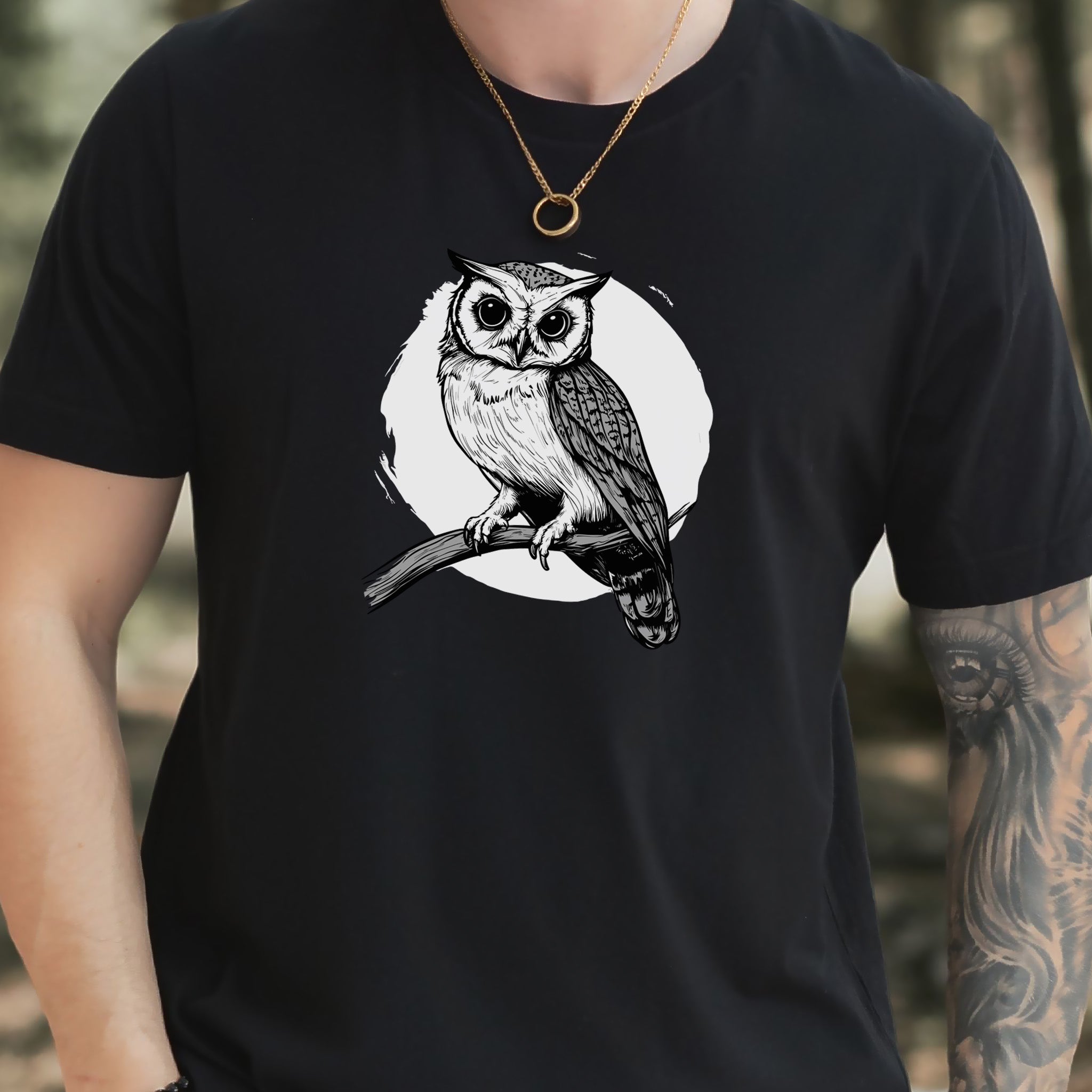 Owl on a Twig T-Shirt – Sketch Design