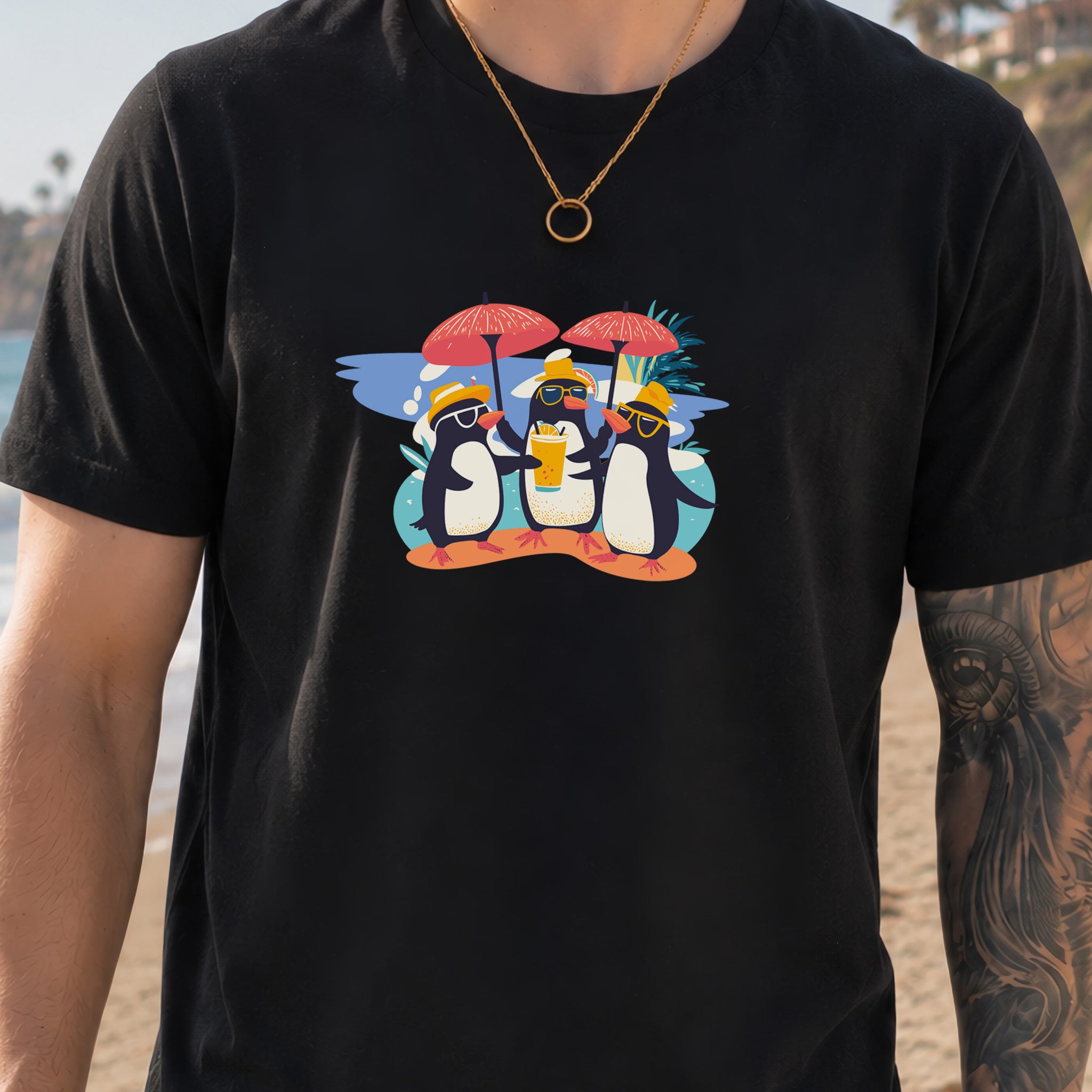 Penguins in a Party T-Shirt – Drinks, Chill, Repeat