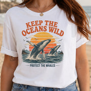 Keep the Oceans Wild Protect the Whales Retro Humpback Ocean T-Shirt
