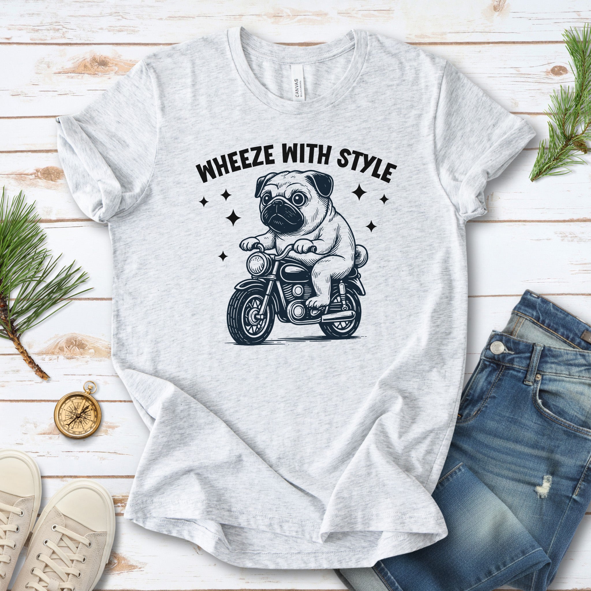 Funny Pug Dog Shirt – Wheeze With Style Tee for Pug Moms, Dads & Dog Lovers
