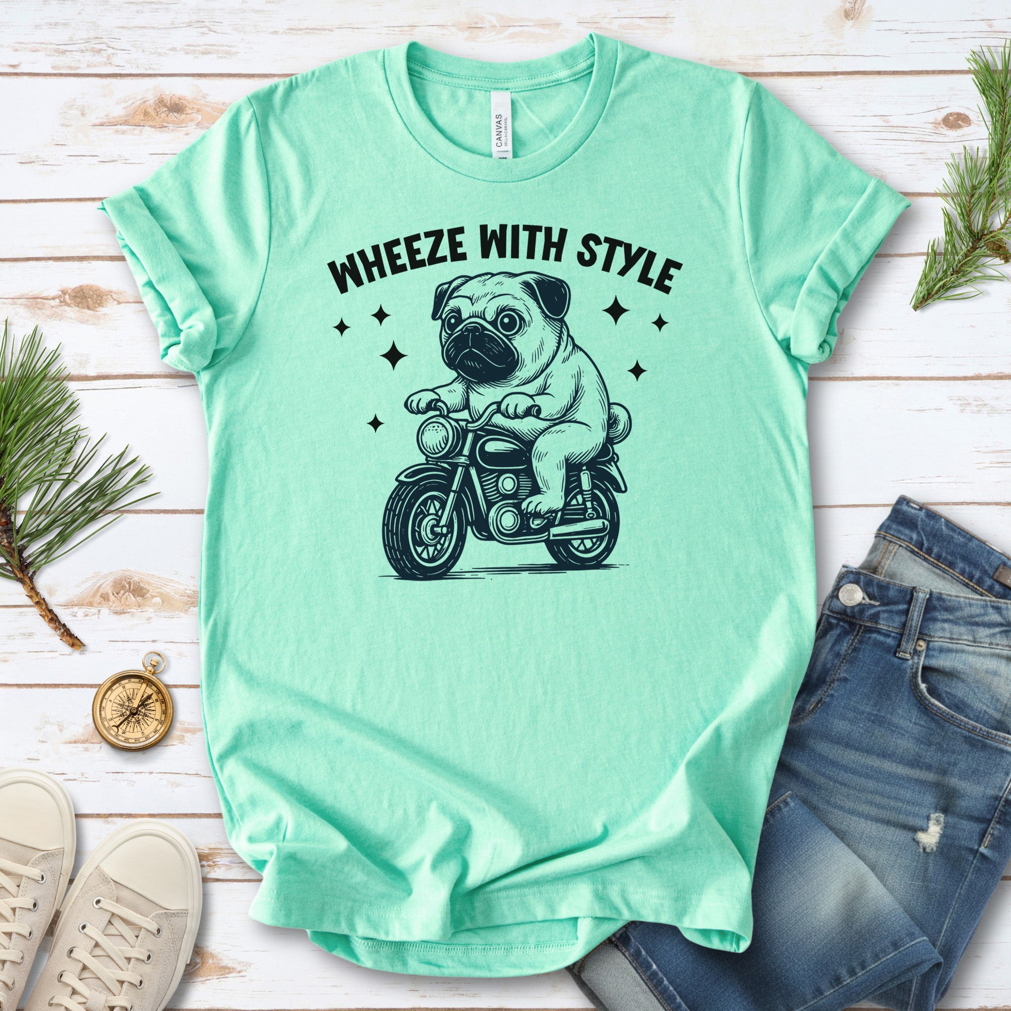 Funny Pug Dog Shirt – Wheeze With Style Tee for Pug Moms, Dads & Dog Lovers